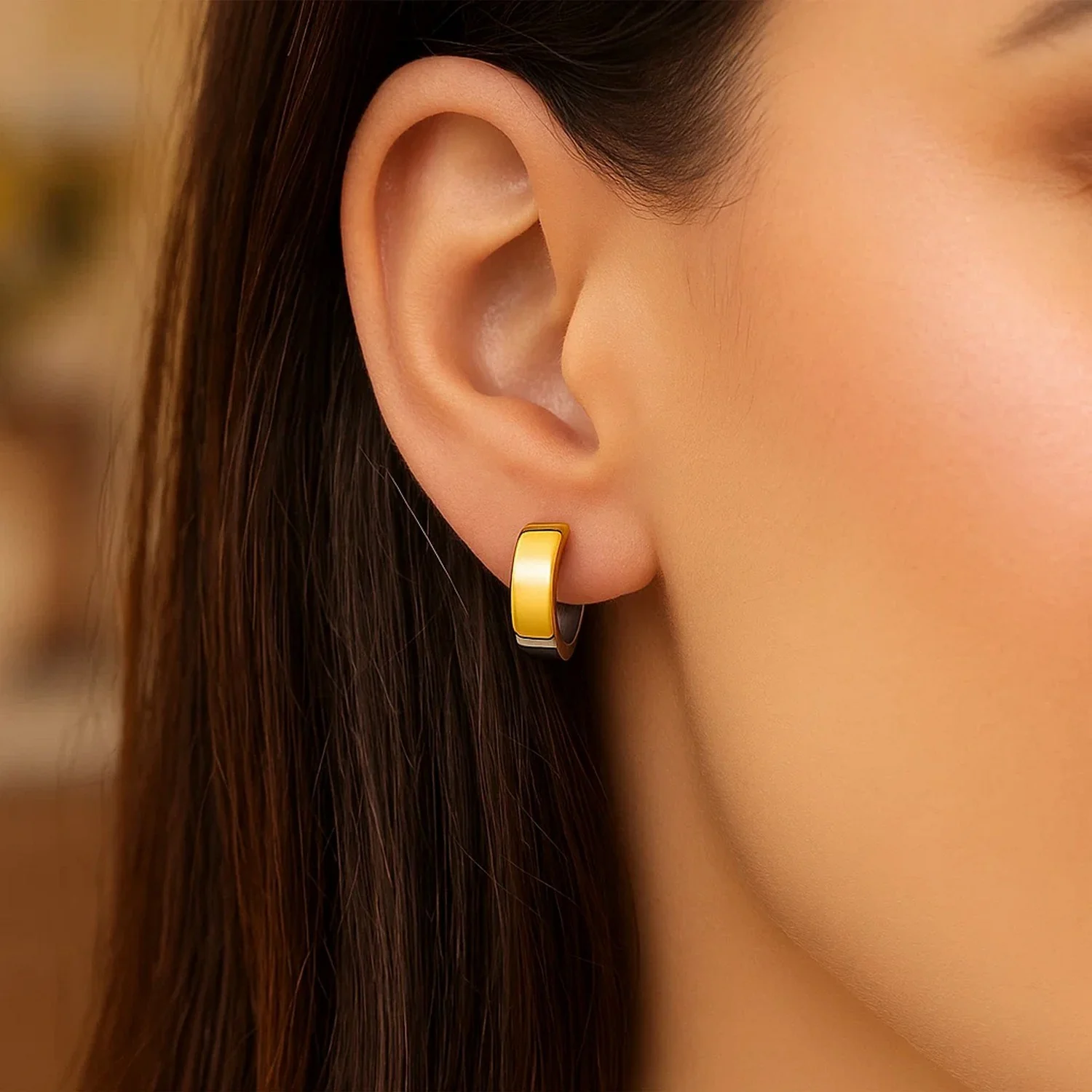 14k Two-Tone Gold Snuggable Style Earrings - Image 2