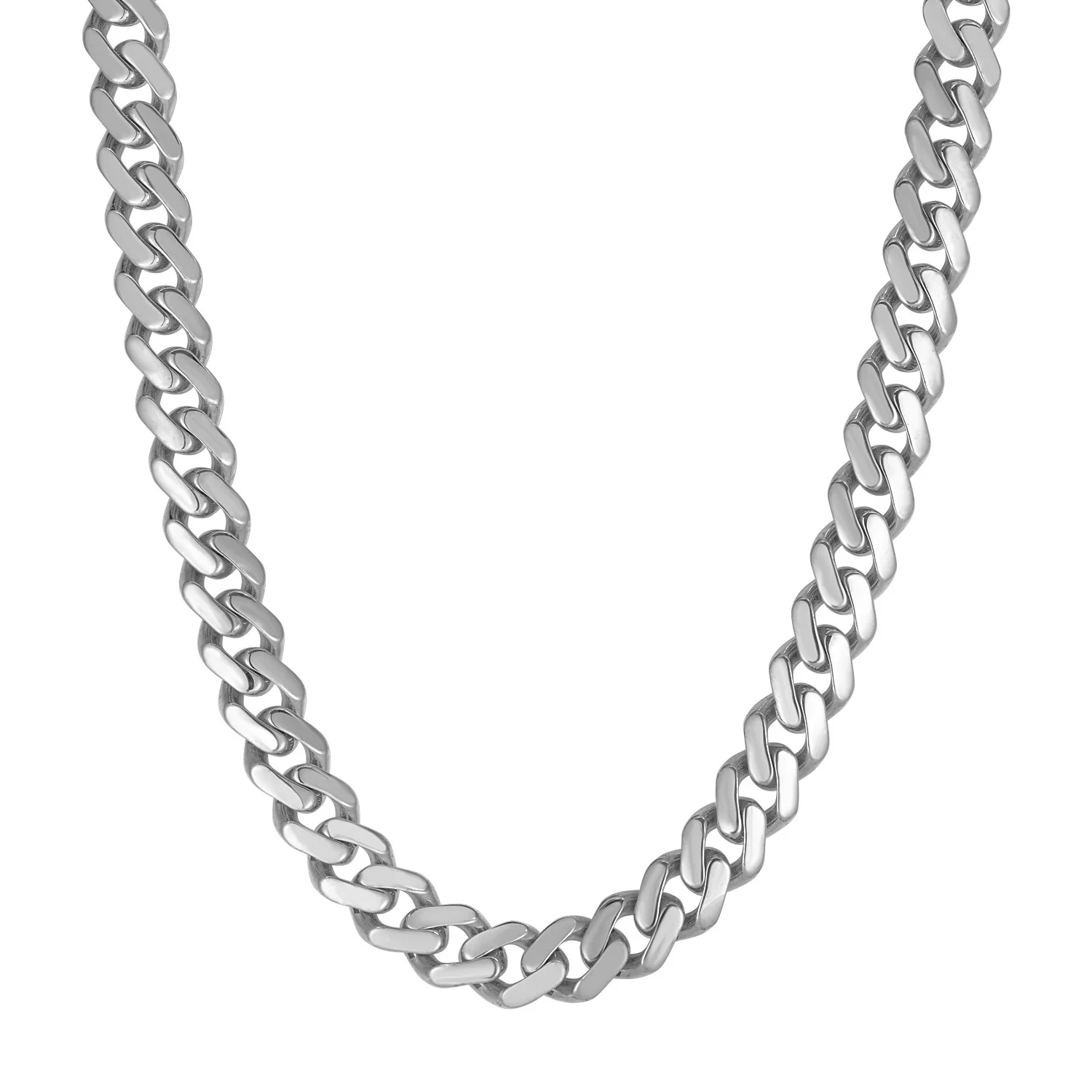 14k White Gold 22 inch Polished Curb Chain Necklace - Image 2