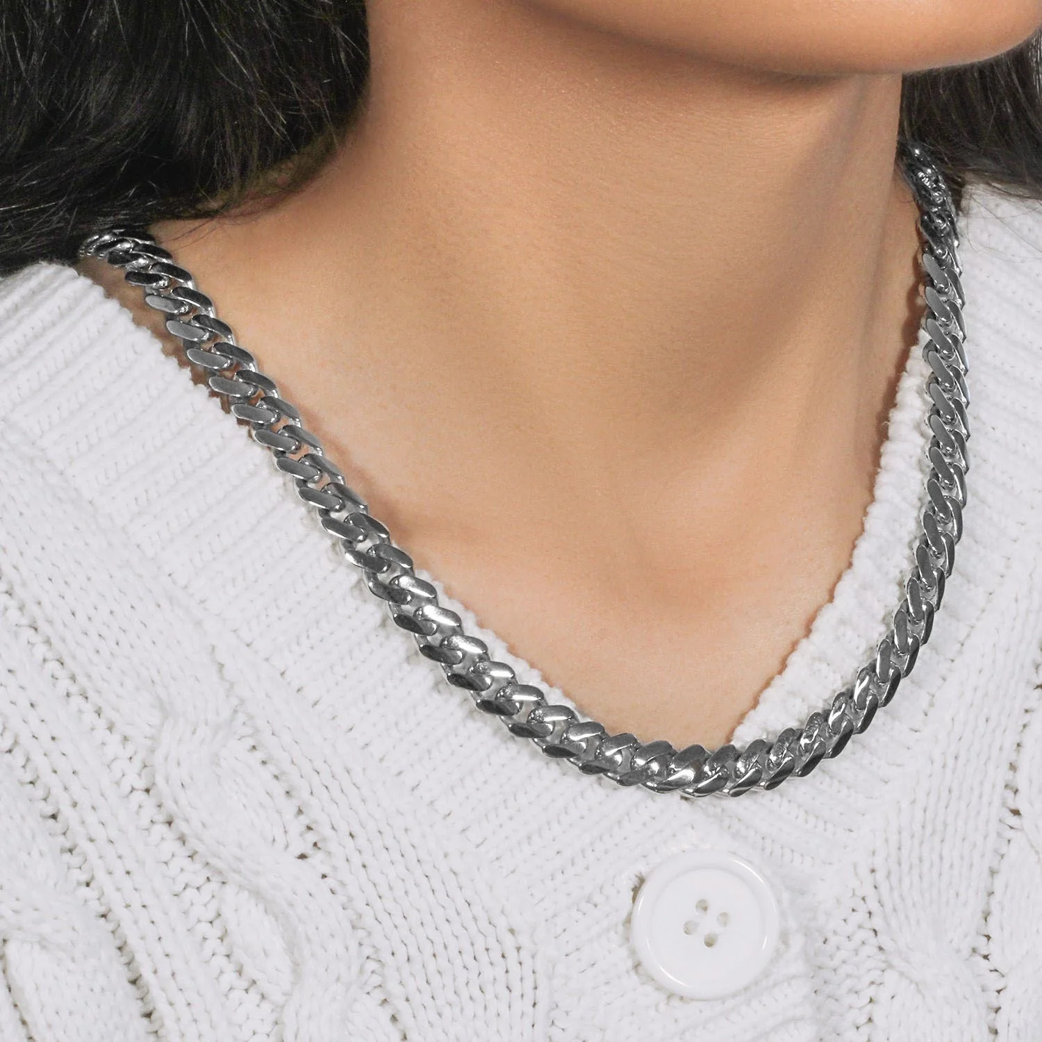 14k White Gold 22 inch Polished Curb Chain Necklace - Image 31