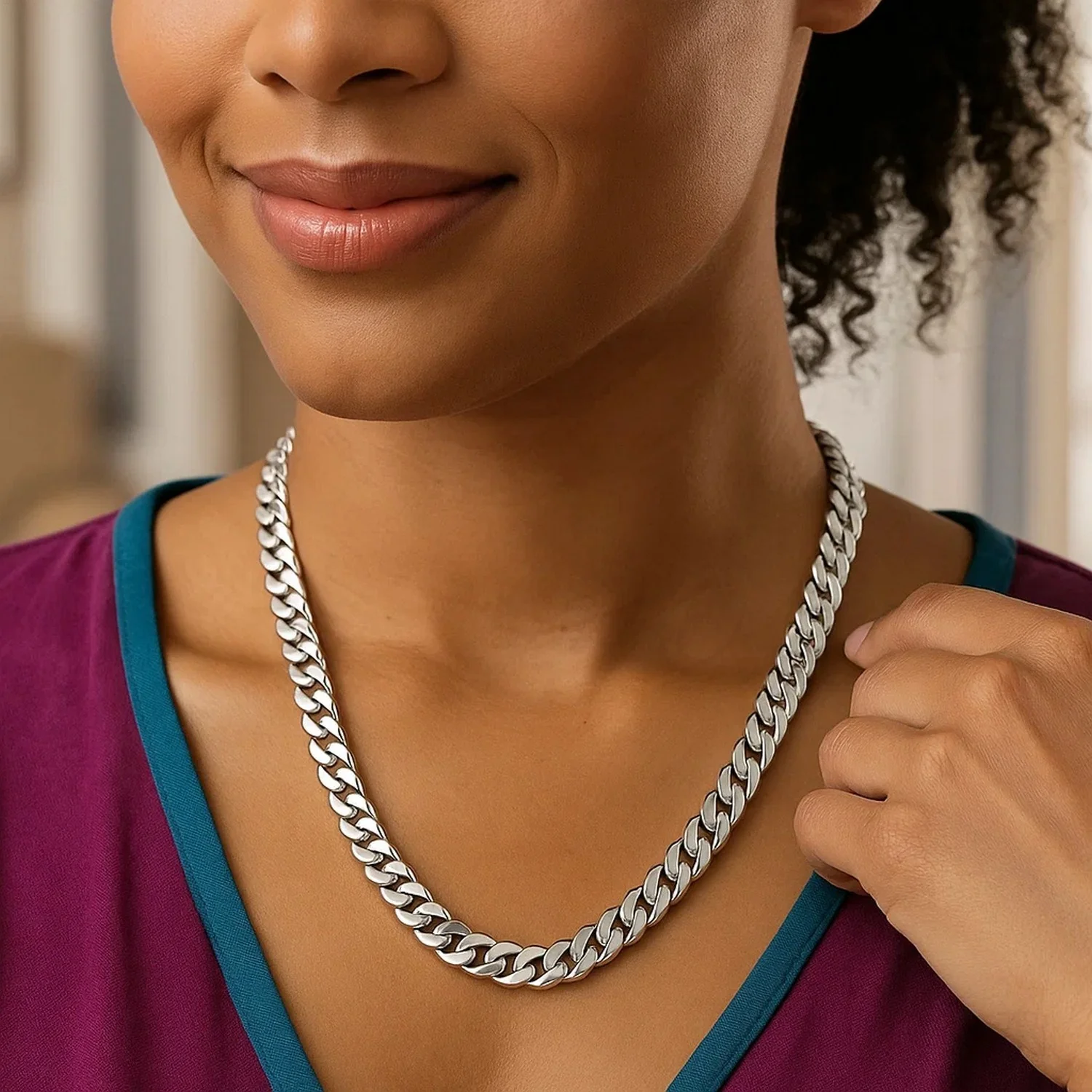 14k White Gold 22 inch Polished Curb Chain Necklace - Image 41