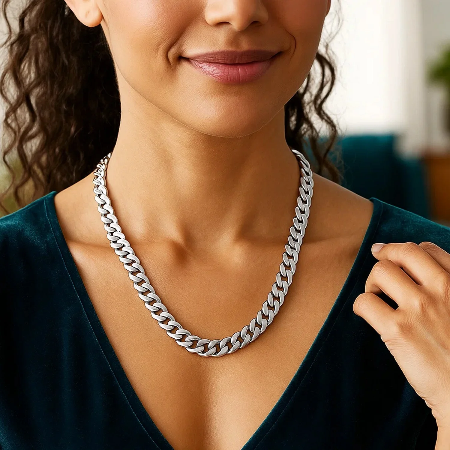 14k White Gold 22 inch Polished Curb Chain Necklace - Image 42
