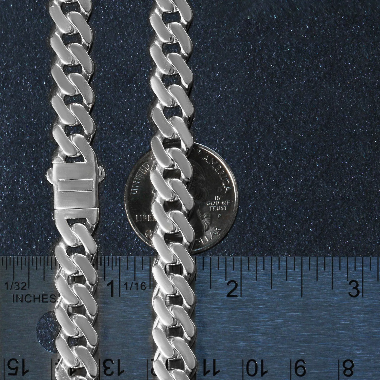 14k White Gold 22 inch Polished Curb Chain Necklace - Image 8