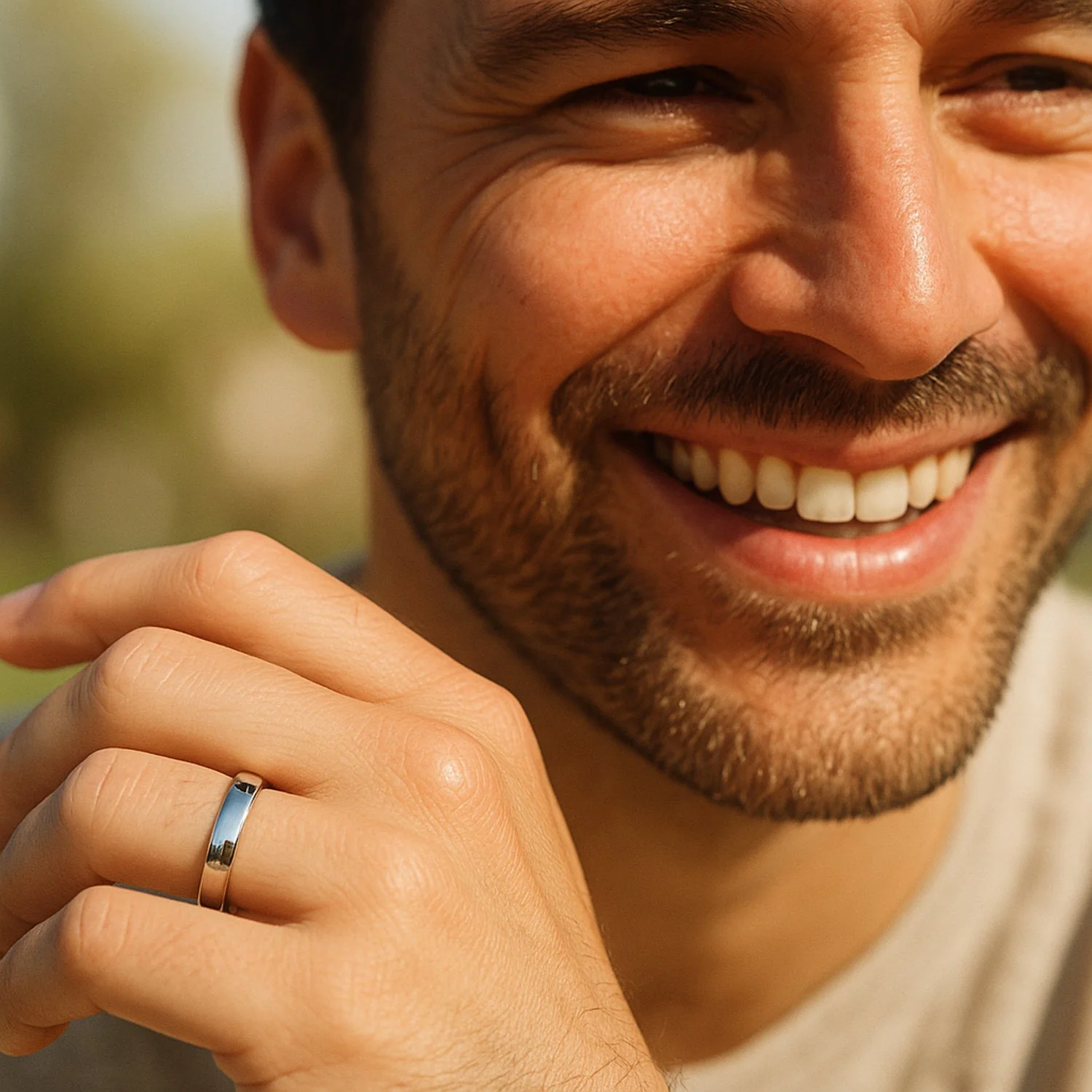 14k White Gold 5mm Comfort Fit Wedding Band - Image 5
