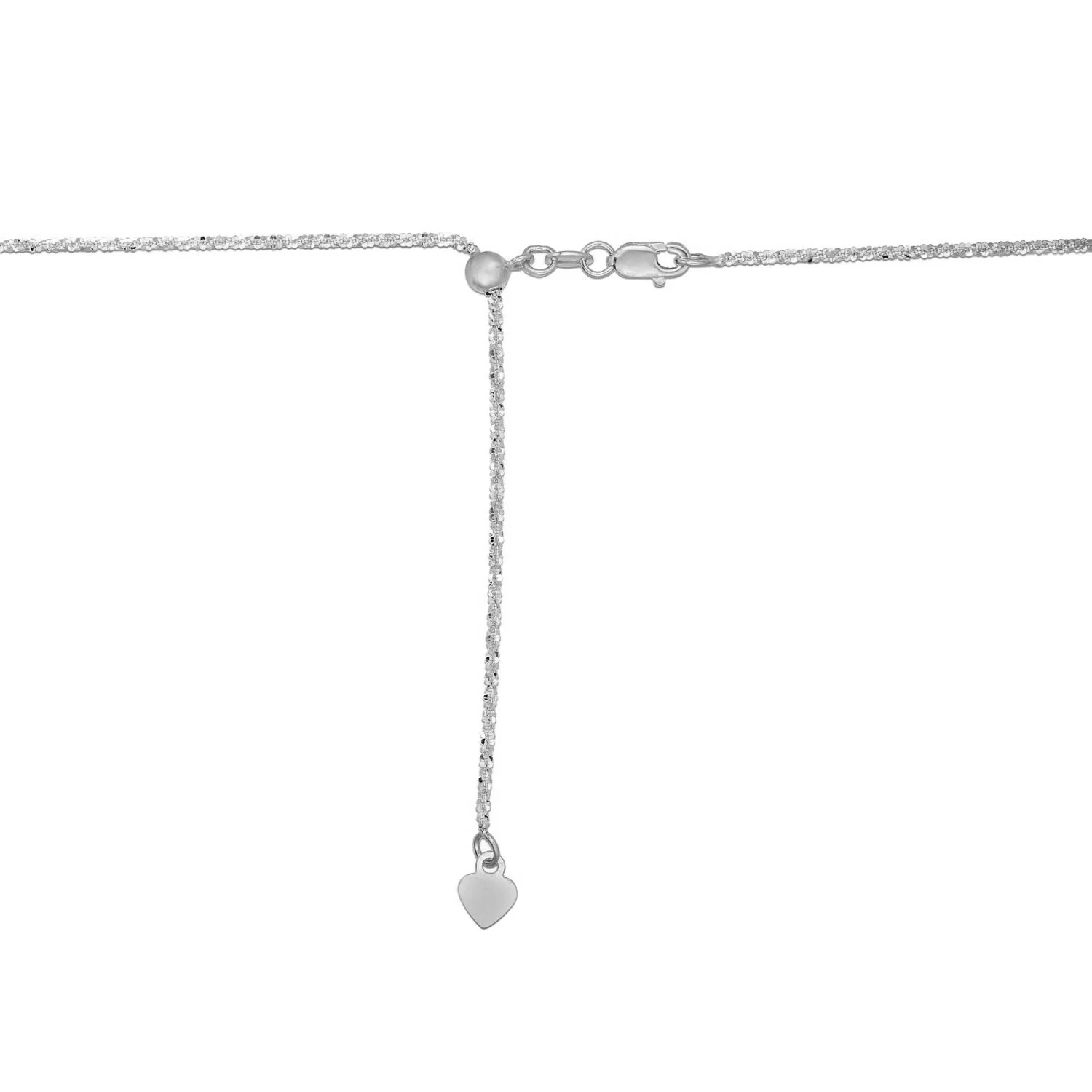14k White Gold Adjustable Sparkle Chain 1.5mm - Image 3