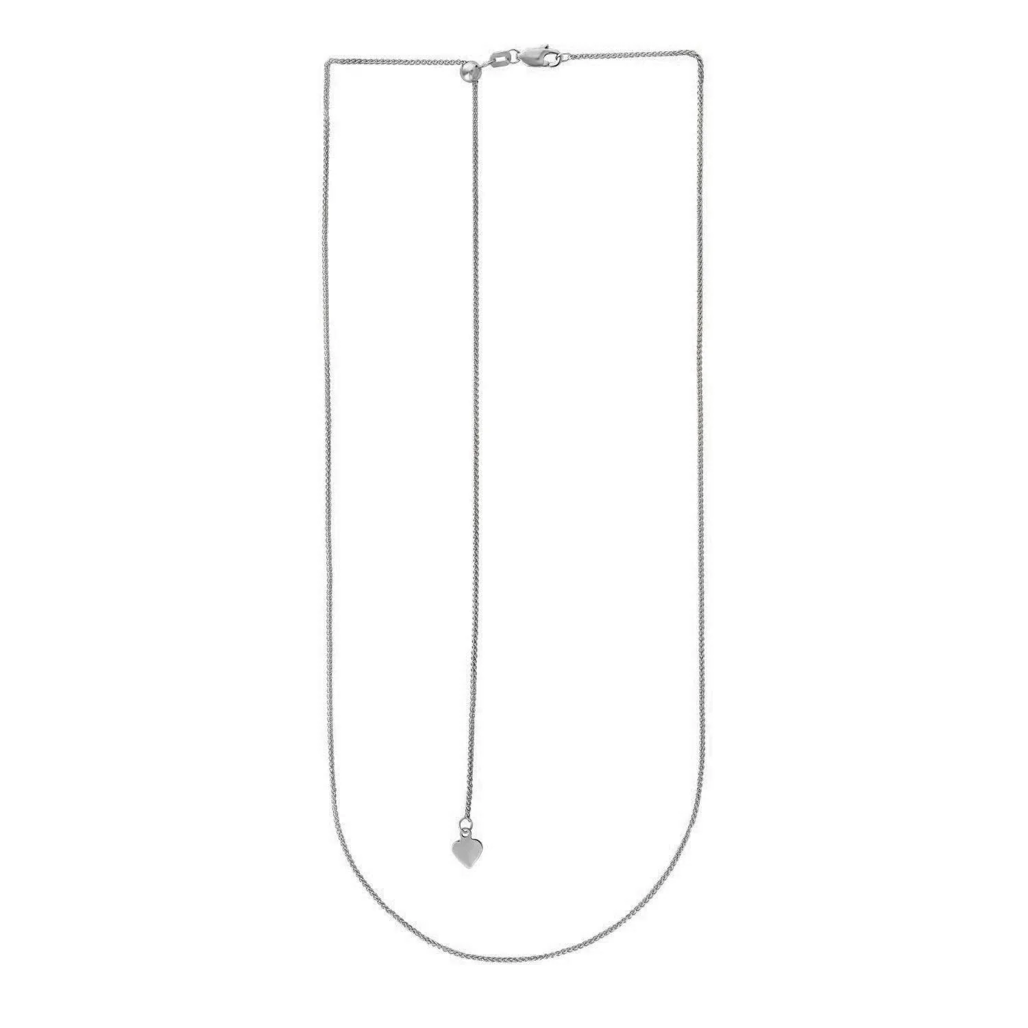 14k White Gold Adjustable Wheat Chain 1.0mm - Image 2