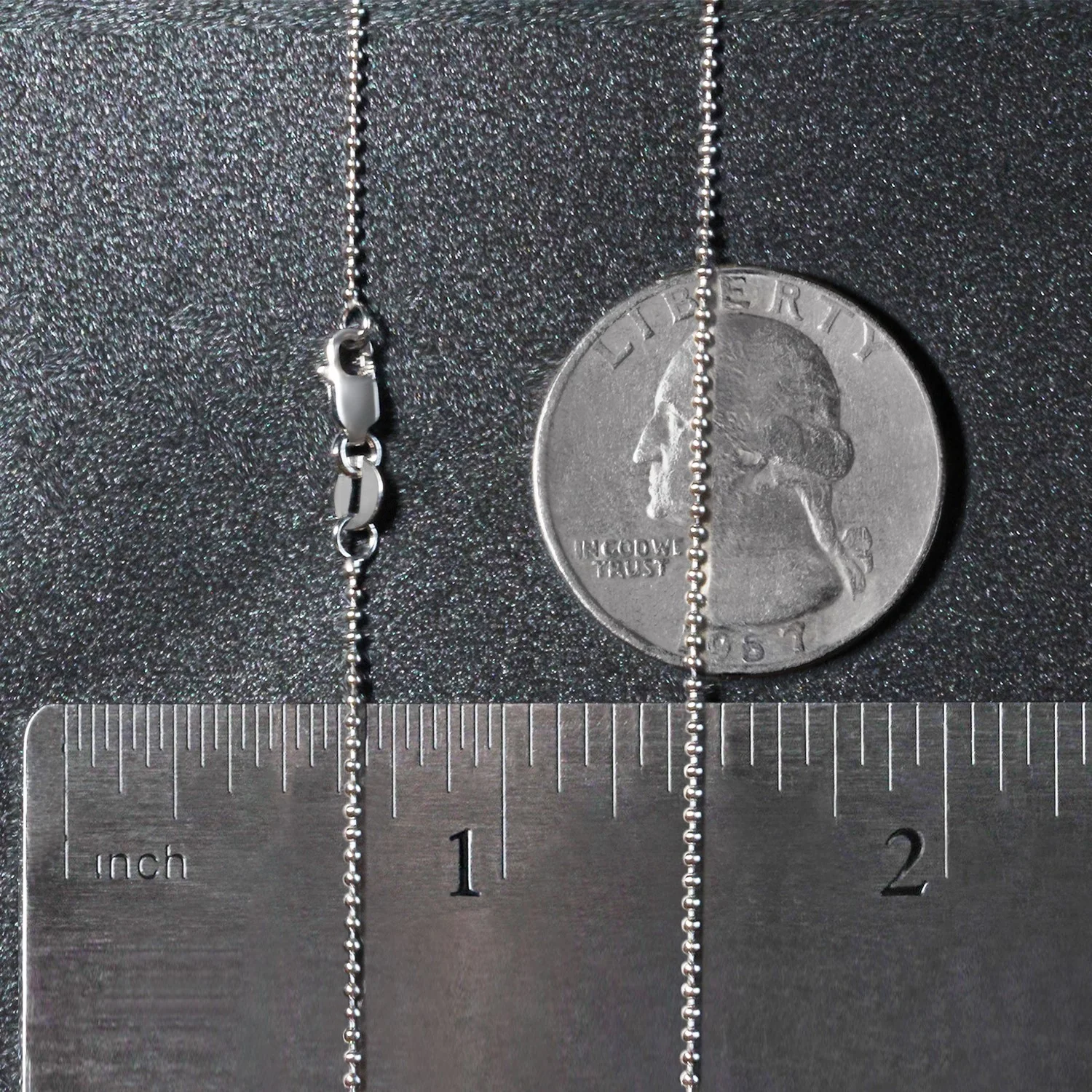 14k White Gold Bead Chain 1.0mm - Image 19