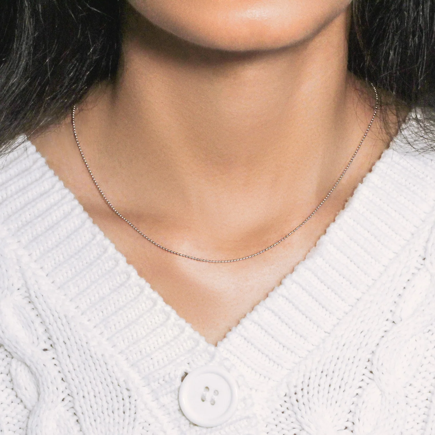 14k White Gold Bead Chain 1.0mm - Image 28