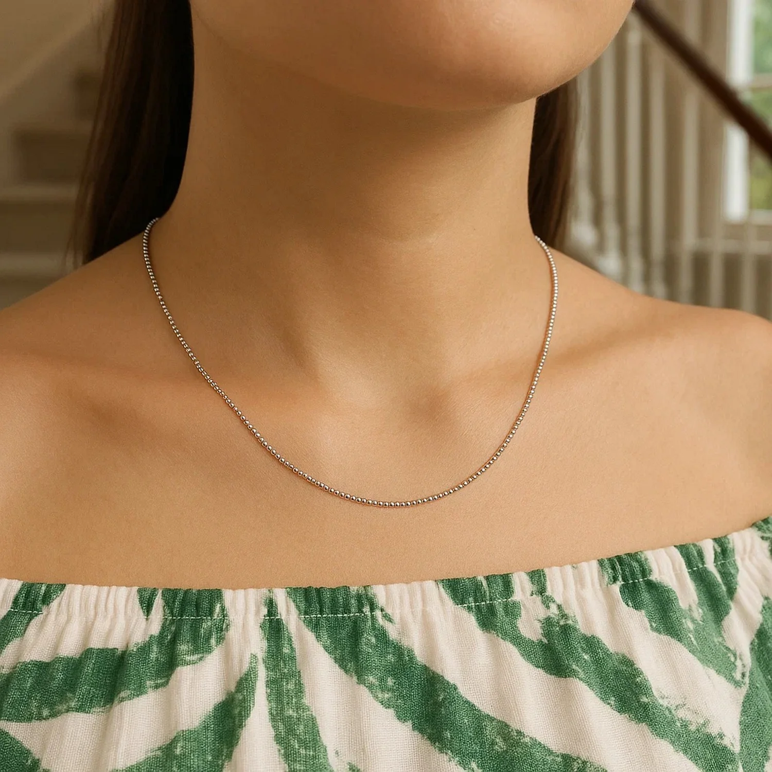14k White Gold Bead Chain 1.0mm - Image 33