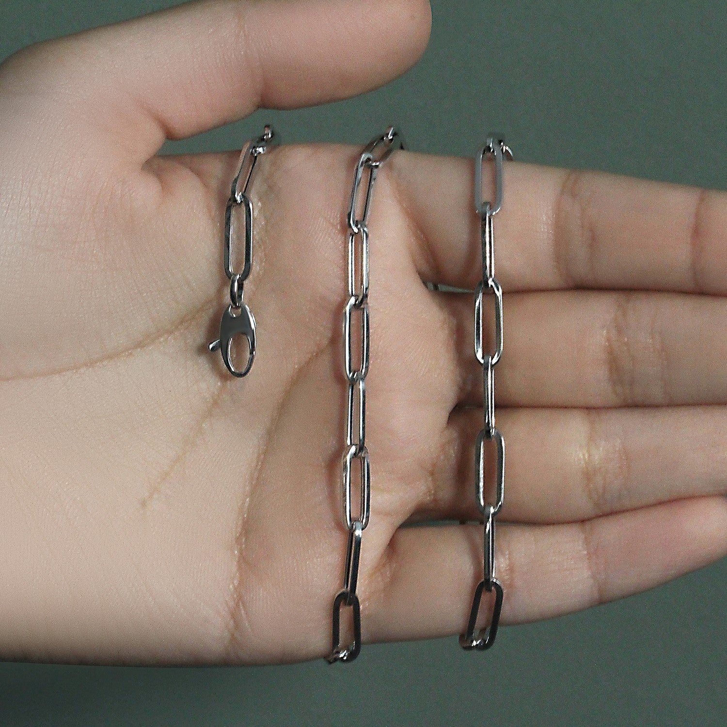 14k White Gold Bold Paperclip Chain (4.2 mm) - Image 8
