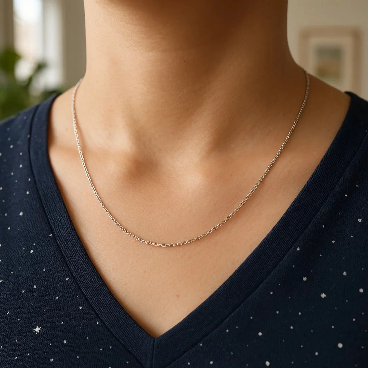 14k White Gold Cable Link Chain 0.5mm - Image 24
