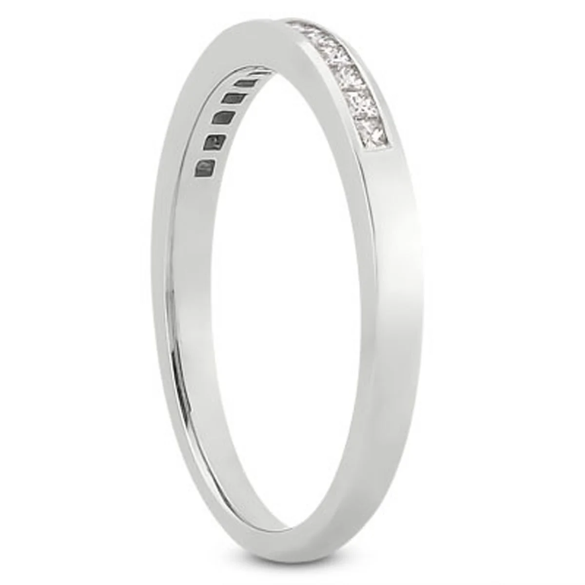 14k White Gold Channel Set Princess Diamond Wedding Ring Band - Image 2