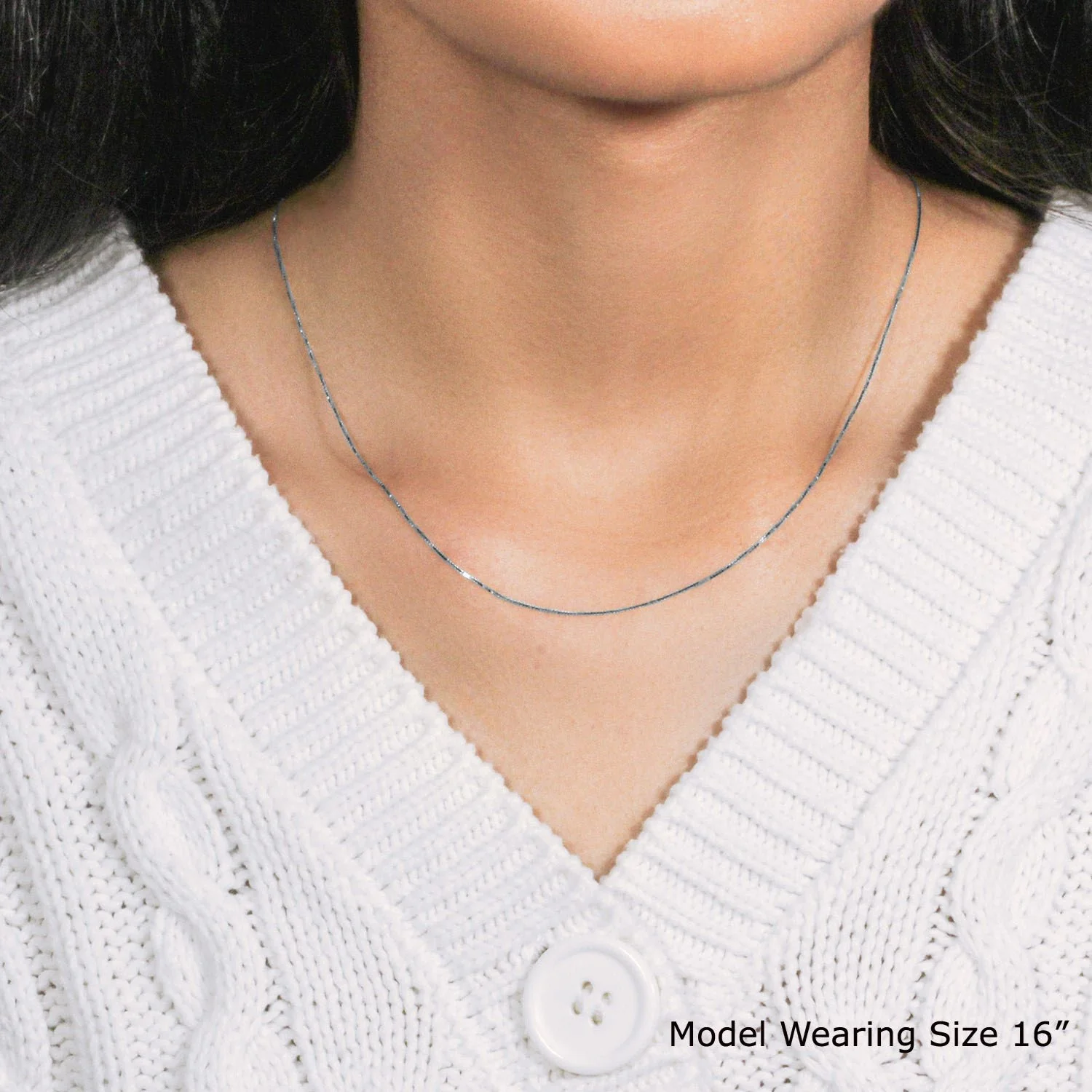 14k White Gold Classic Box Chain 0.6mm - Image 27