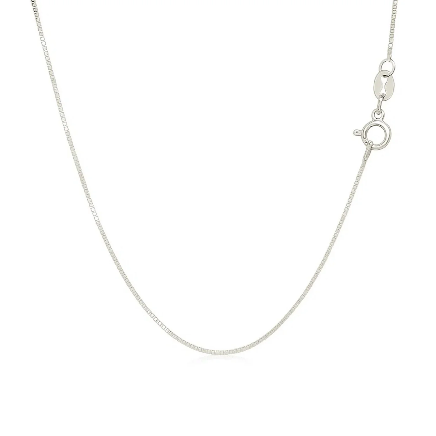 14k White Gold Classic Box Chain 0.6mm - Image 8