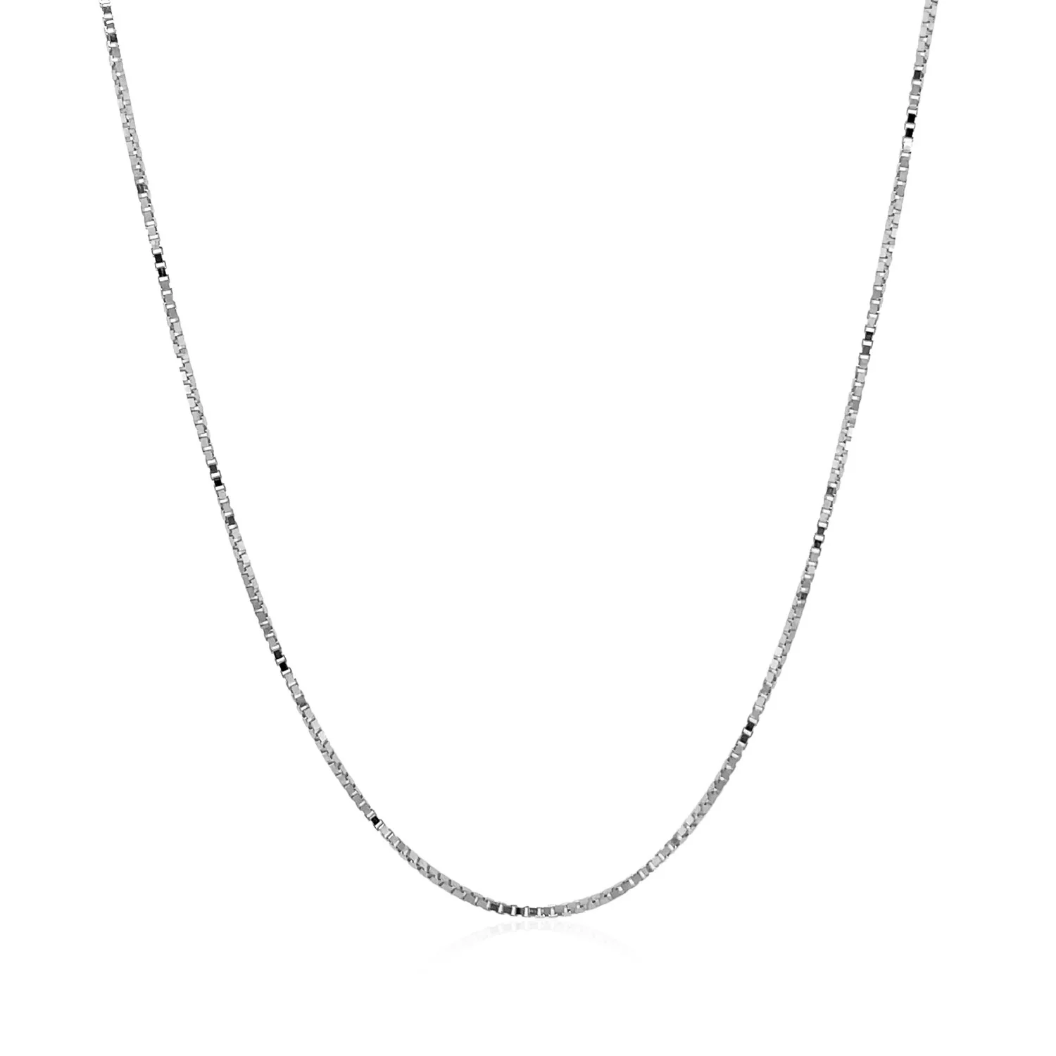 14k White Gold Classic Box Chain 0.7mm - Image 2