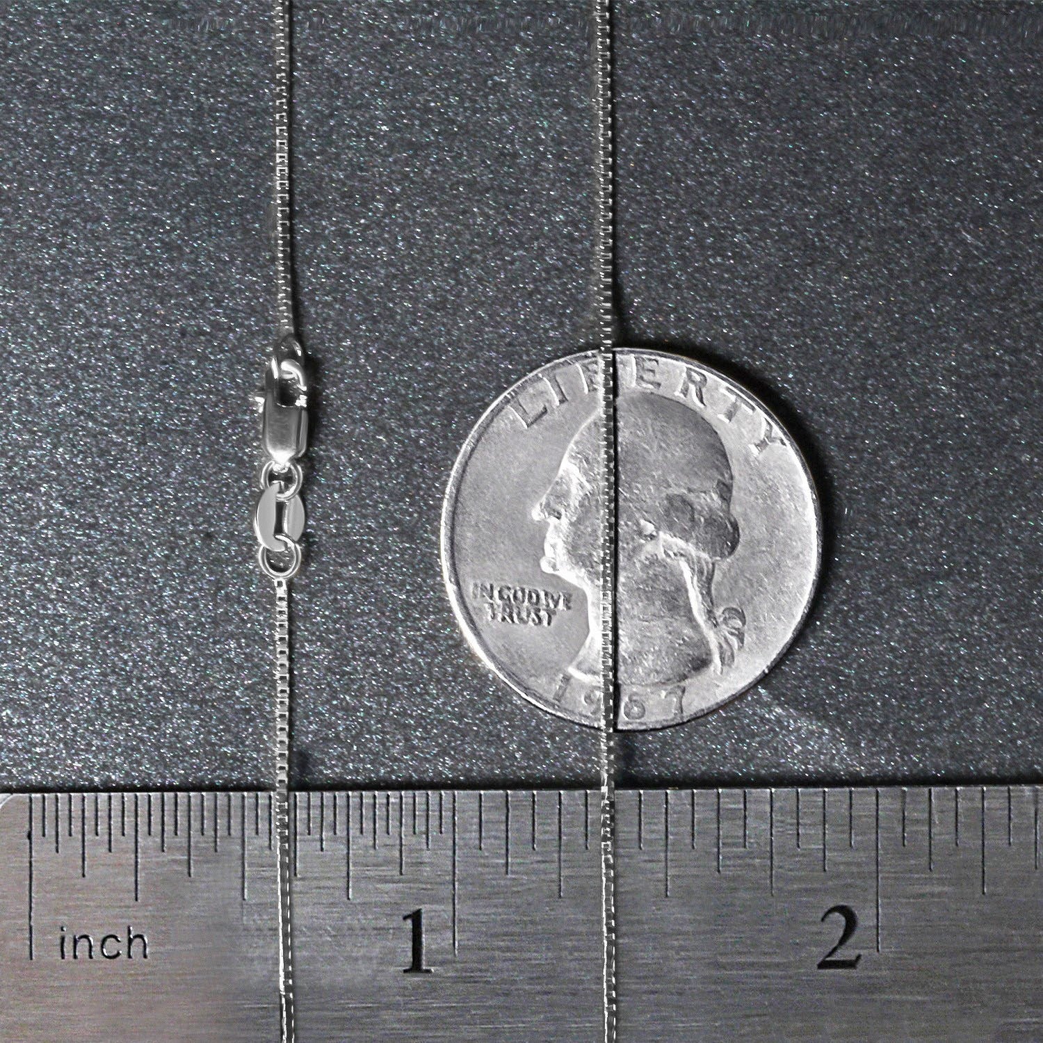 14k White Gold Classic Box Chain 0.7mm - Image 7