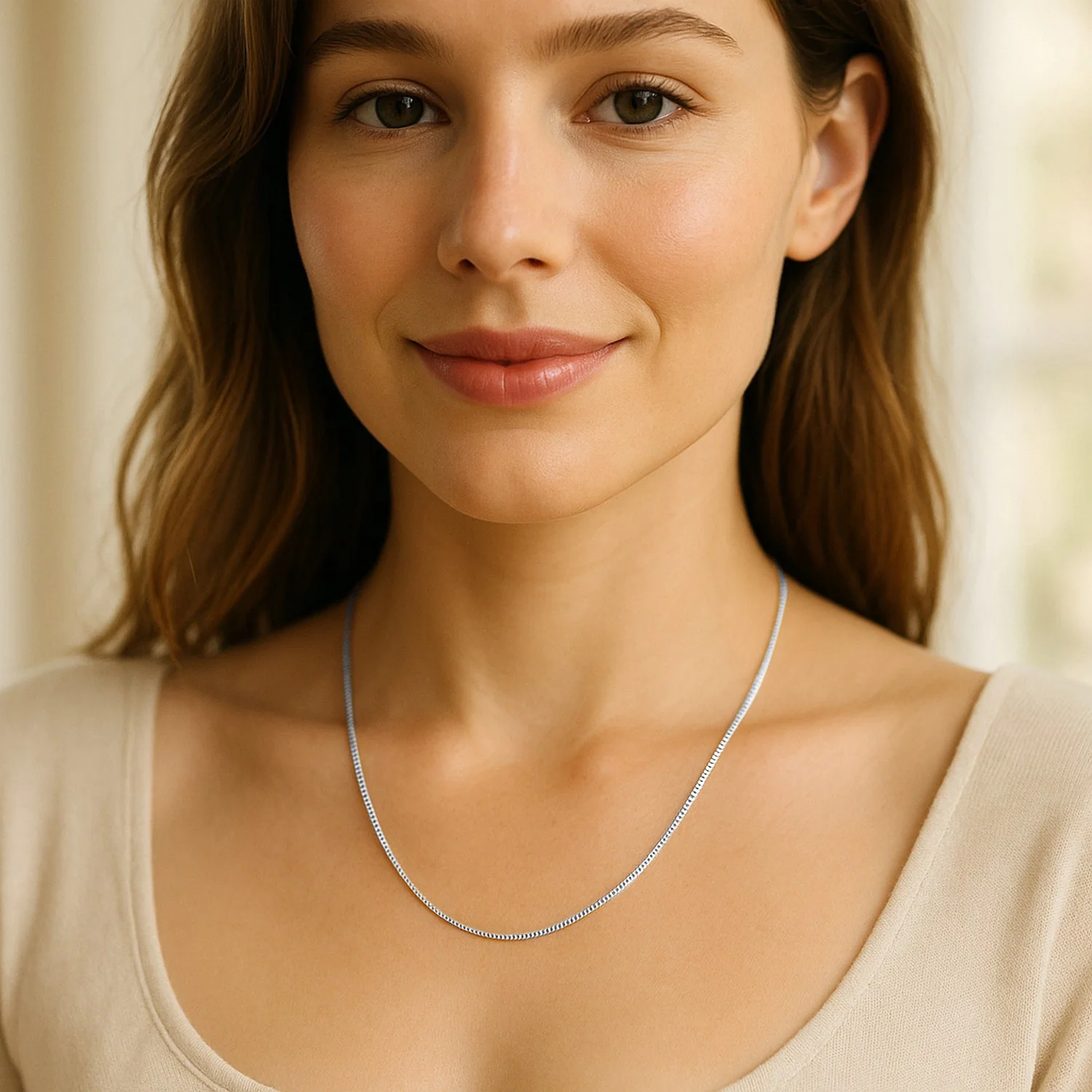 14k White Gold Classic Box Chain 1.0mm - Image 10