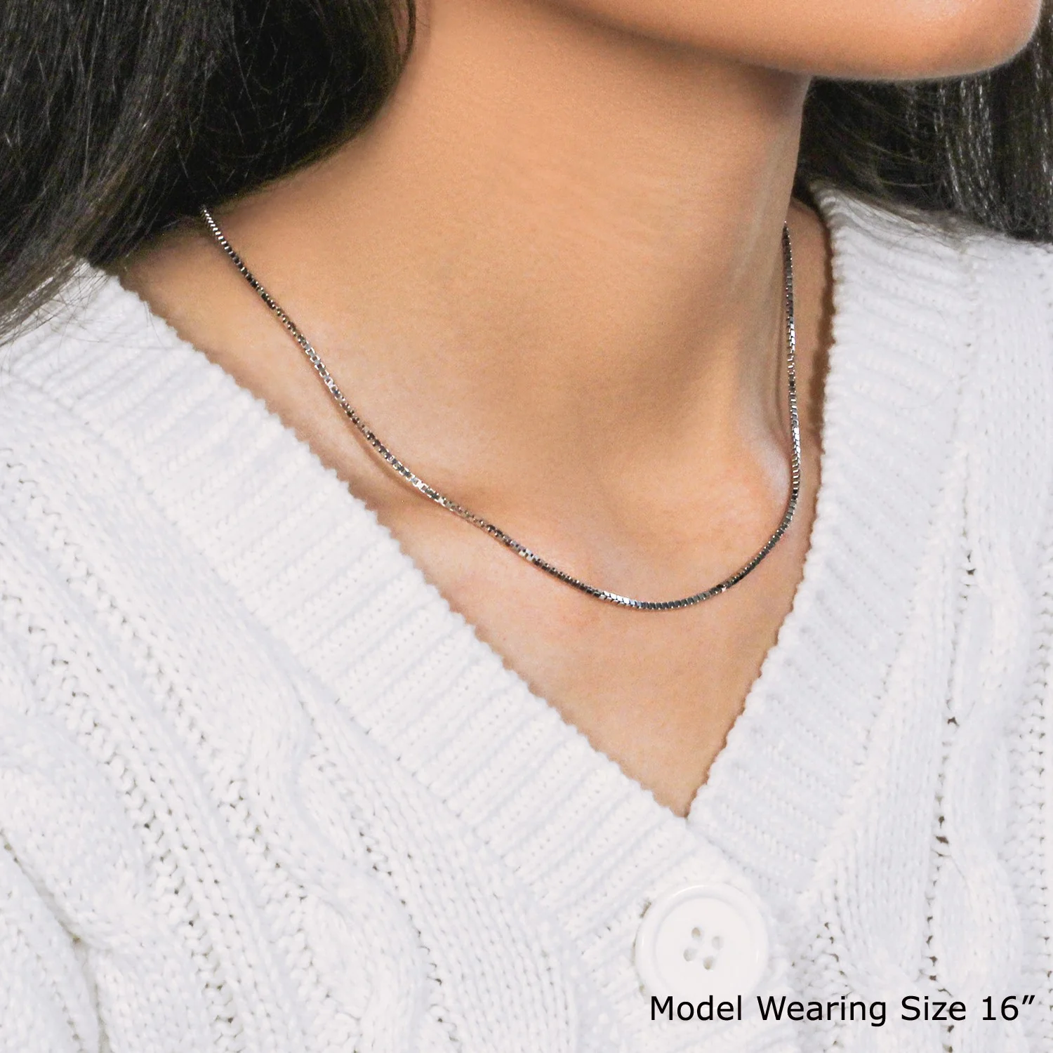 14k White Gold Classic Box Chain 1.4mm - Image 10