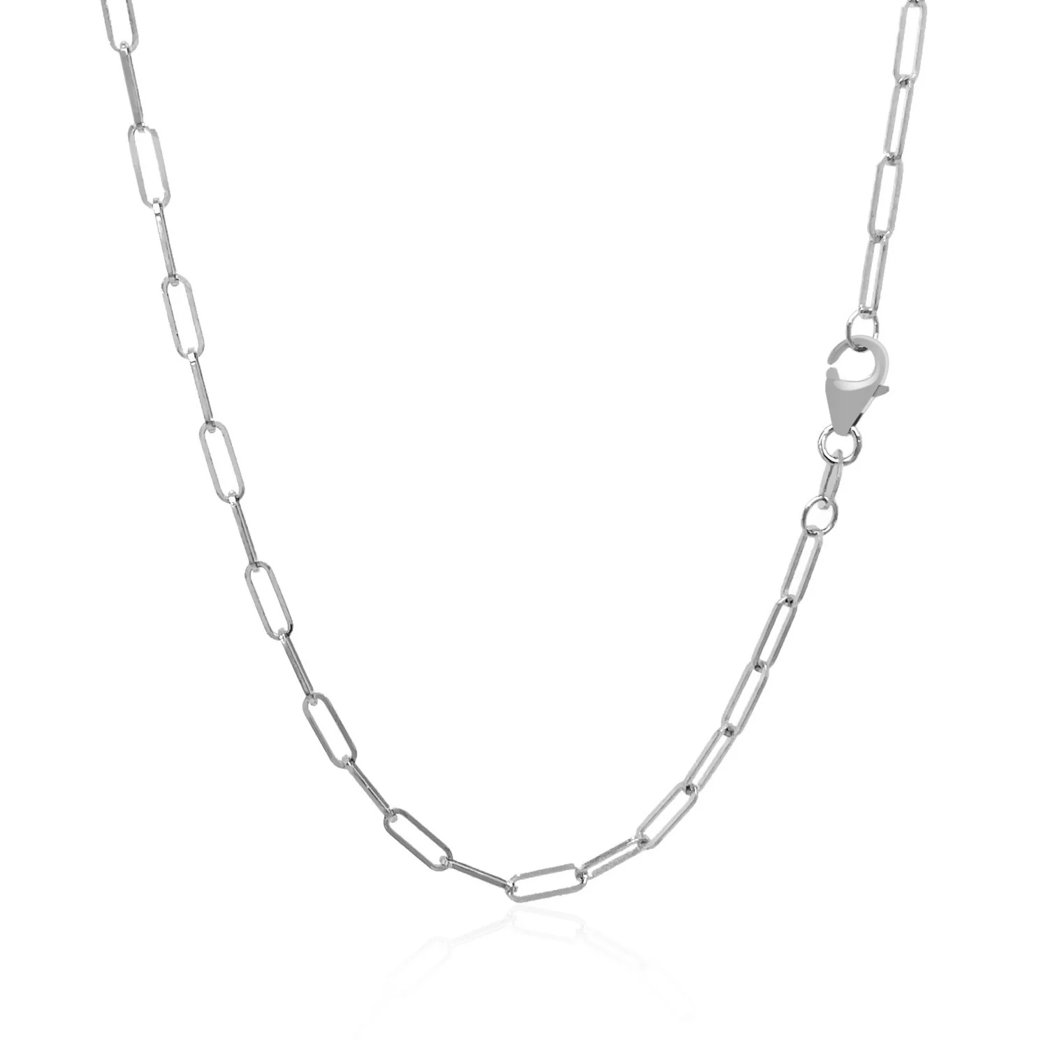 14K White Gold Delicate Paperclip Chain (2.1mm) - Image 11