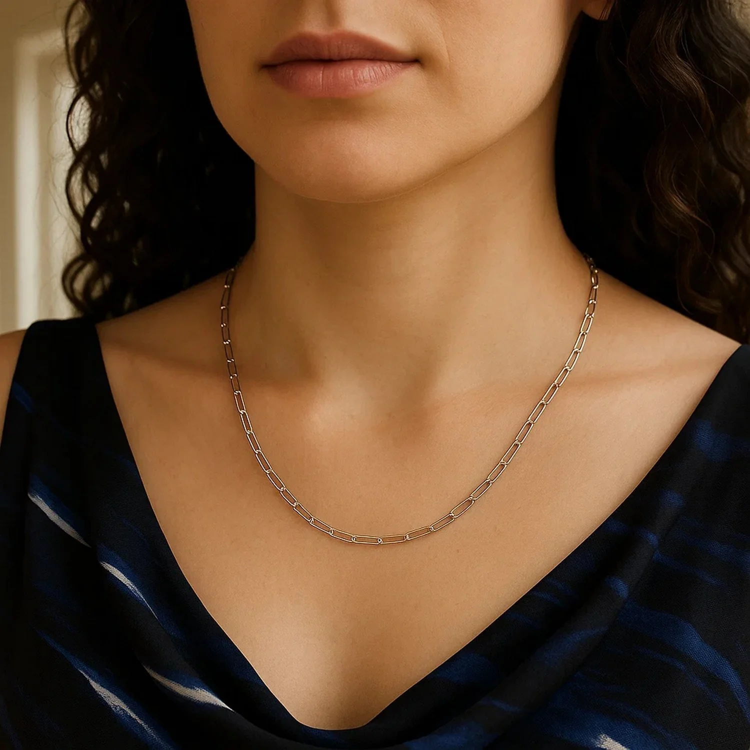 14K White Gold Delicate Paperclip Chain (2.1mm) - Image 23