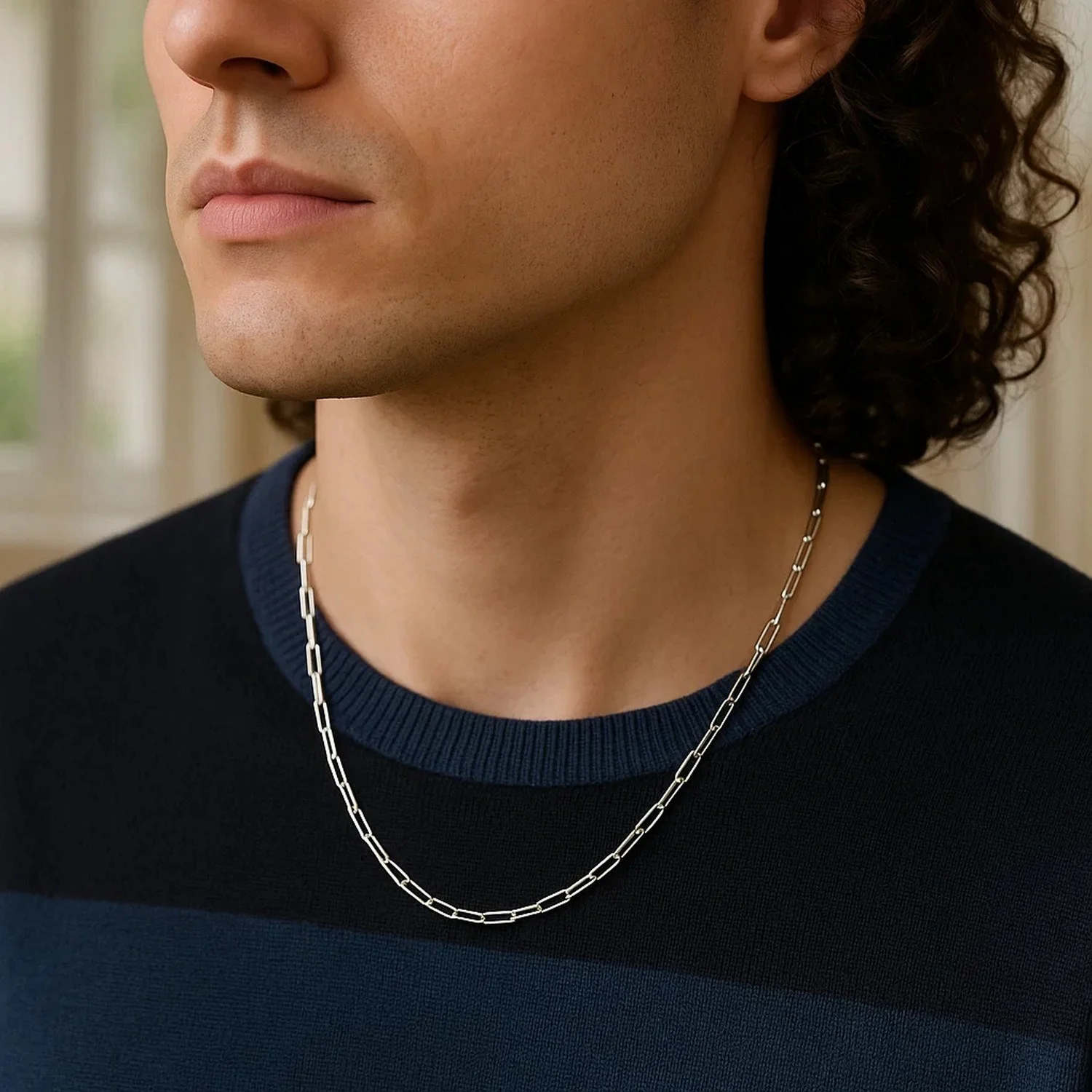14K White Gold Delicate Paperclip Chain (2.1mm) - Image 31