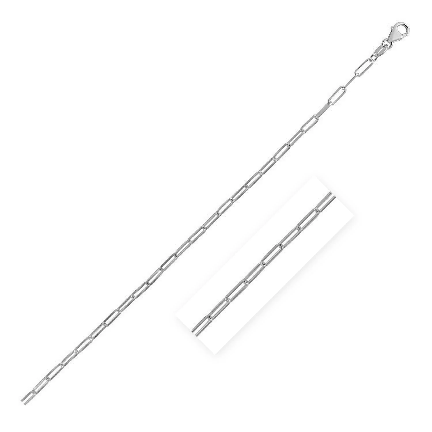 14K White Gold Delicate Paperclip Chain (2.1mm) - Image 6