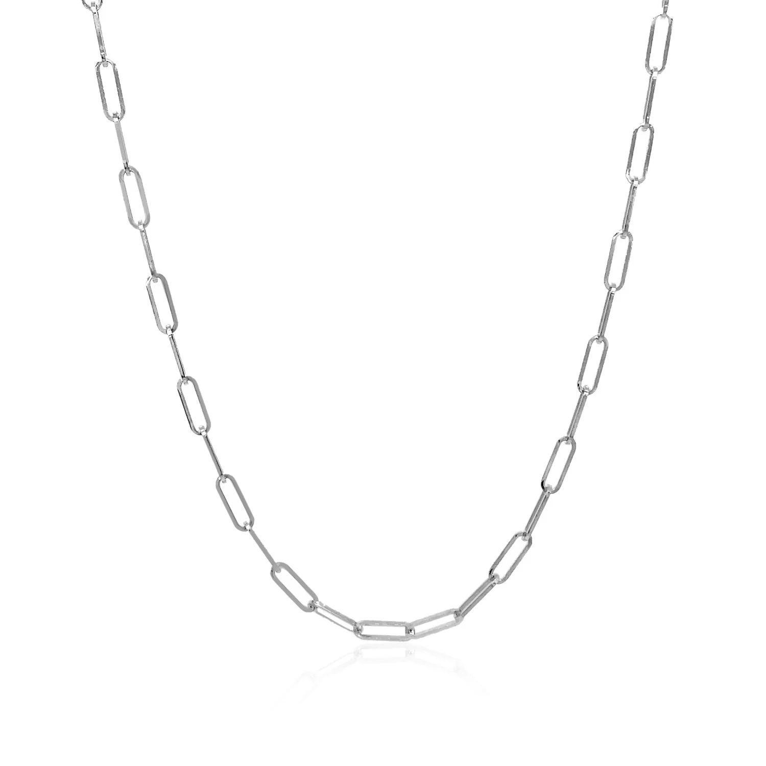 14K White Gold Delicate Paperclip Chain (2.1mm) - Image 8