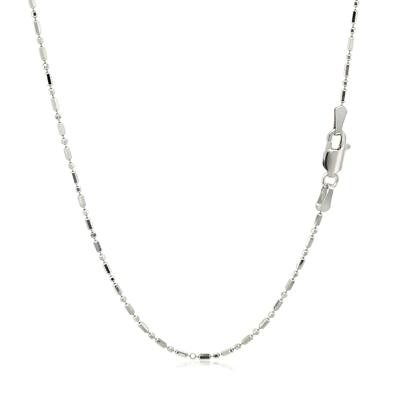 14k White Gold Diamond-Cut Alternating Bead Chain 1.2mm - Image 3