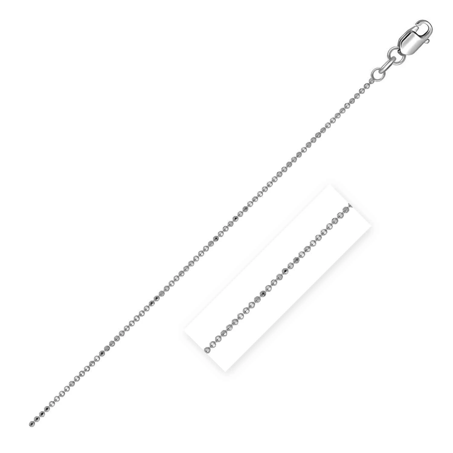 14k White Gold Diamond Cut Bead Chain 1.0mm - Image 12