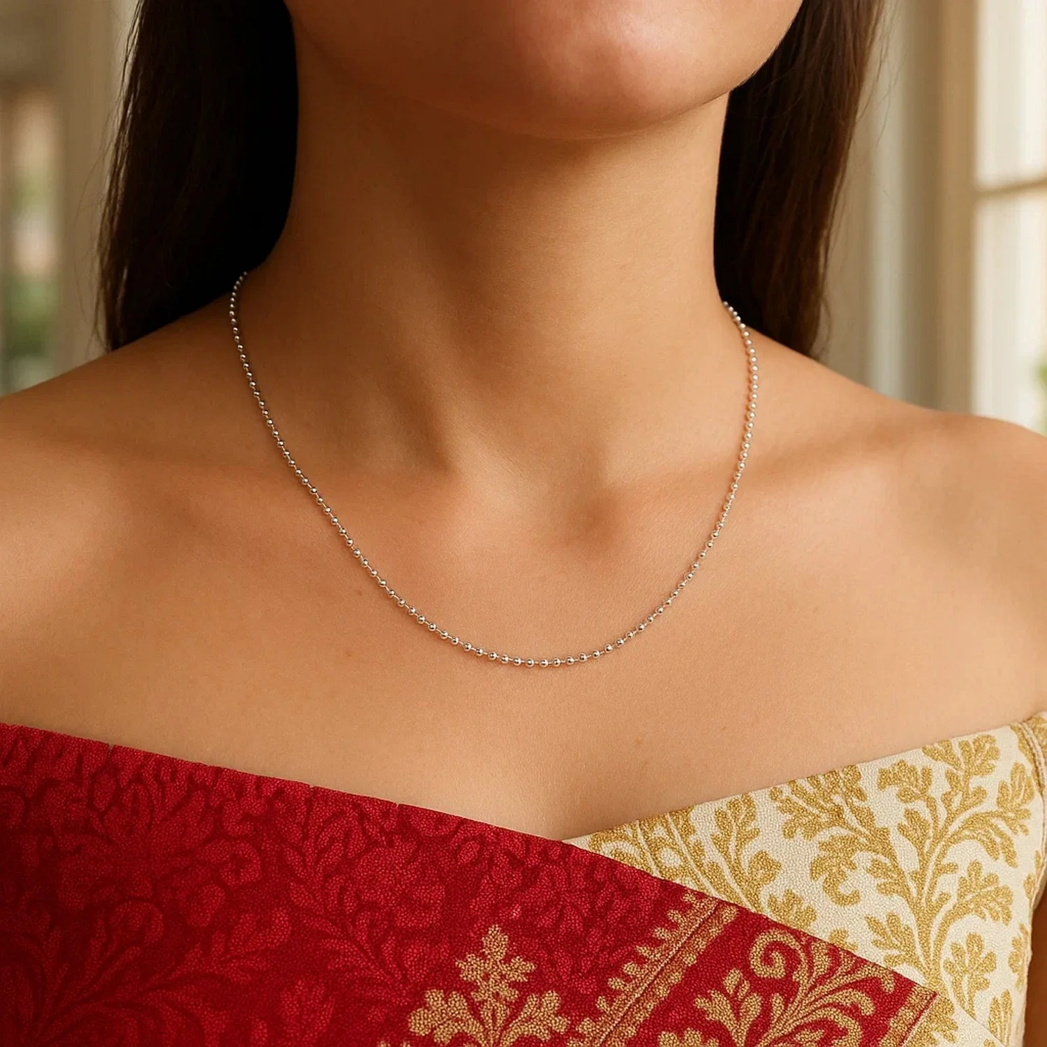 14k White Gold Diamond Cut Bead Chain 1.0mm - Image 20