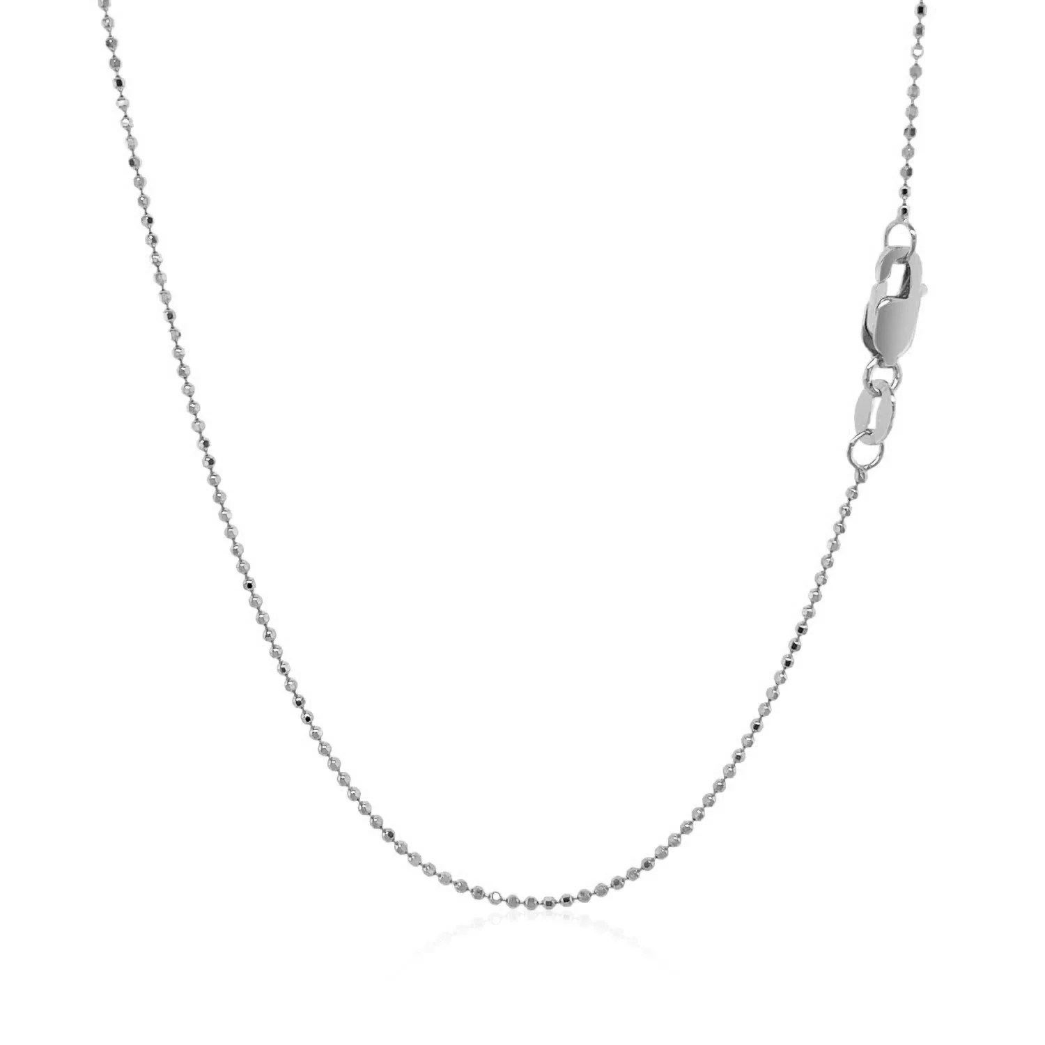 14k White Gold Diamond Cut Bead Chain 1.0mm - Image 7
