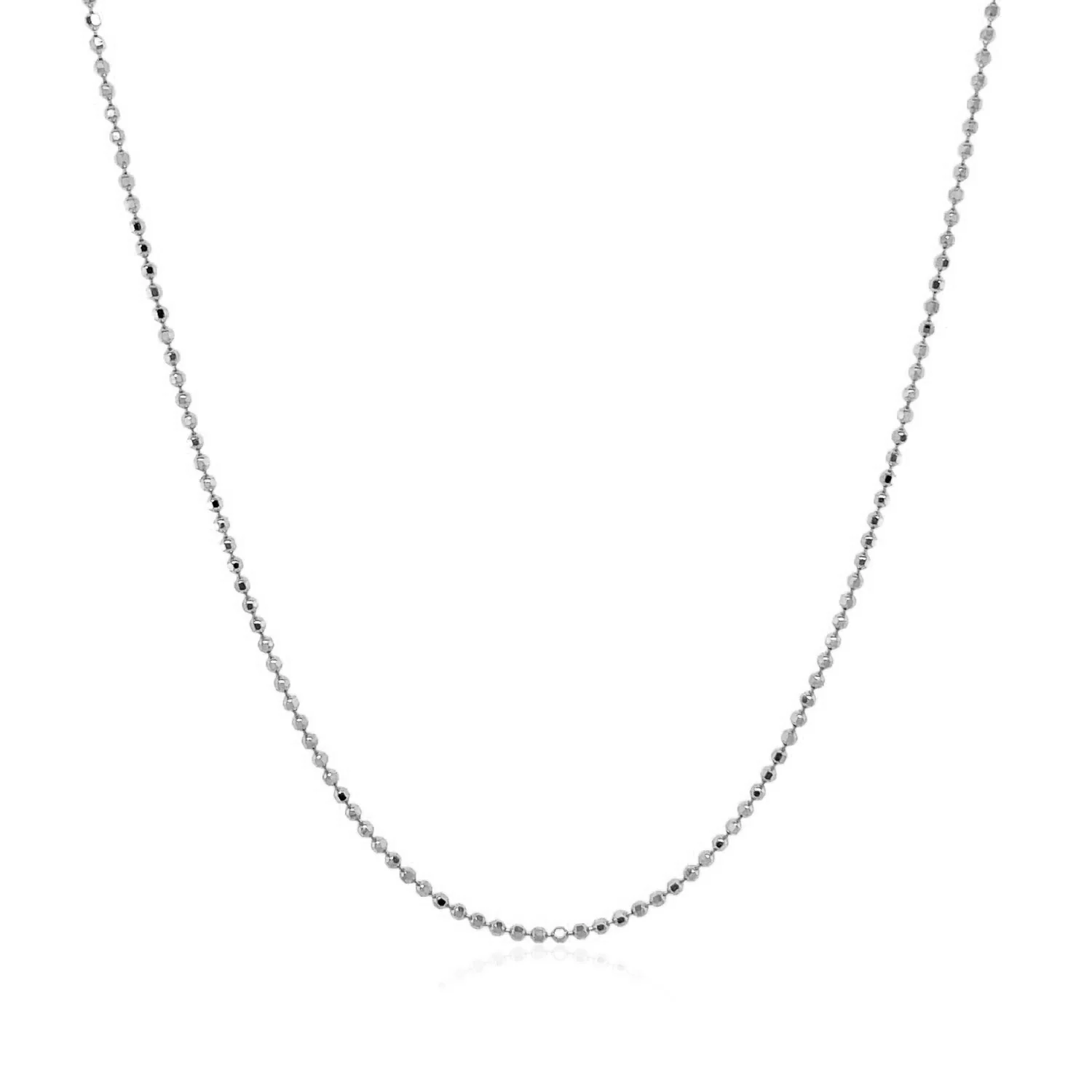 14k White Gold Diamond Cut Bead Chain 1.0mm - Image 8