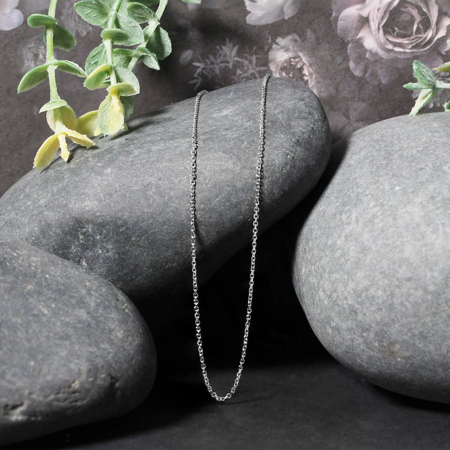 14k White Gold Diamond Cut Cable Link Chain 1.1mm - Image 4
