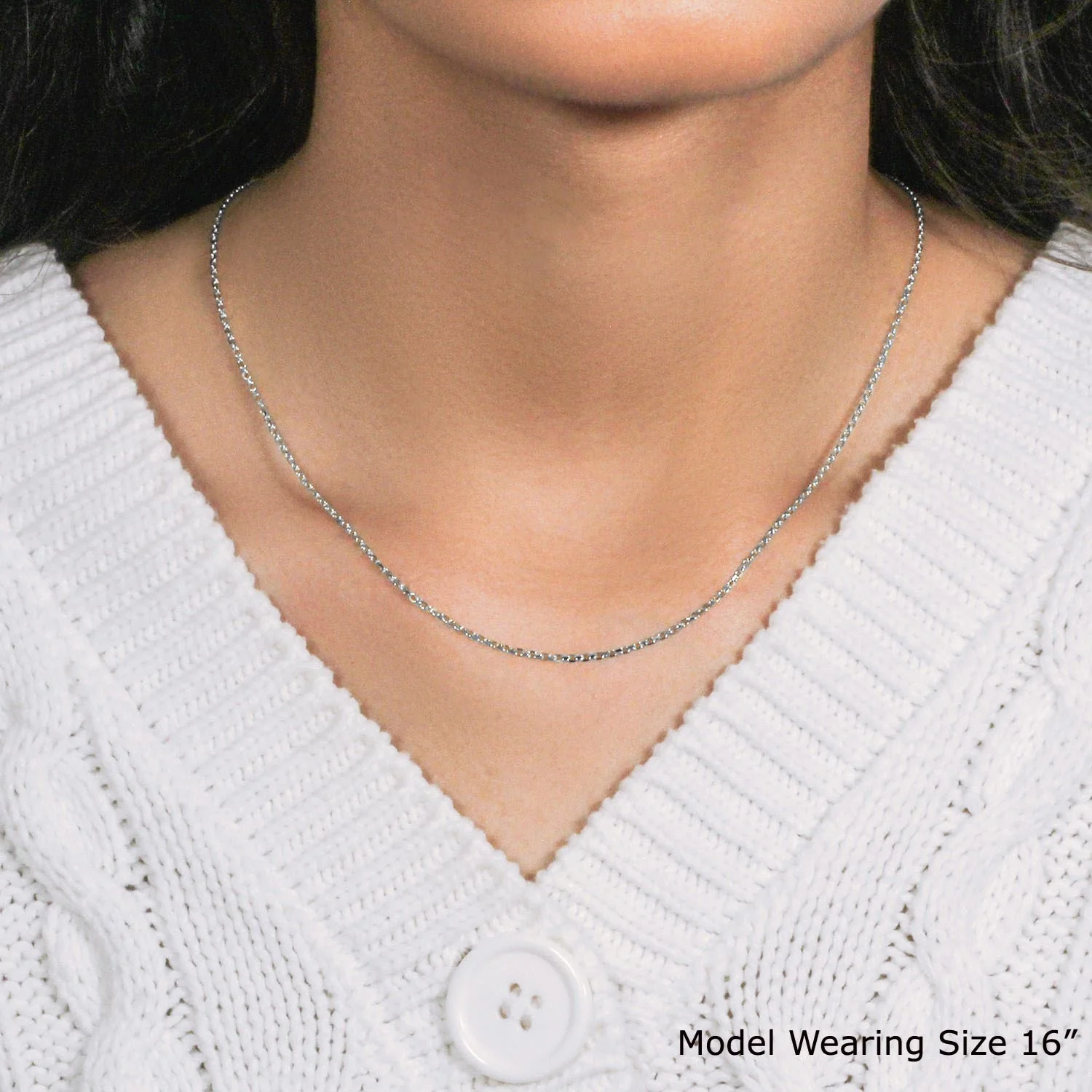 14k White Gold Diamond Cut Cable Link Chain 1.4mm - Image 9