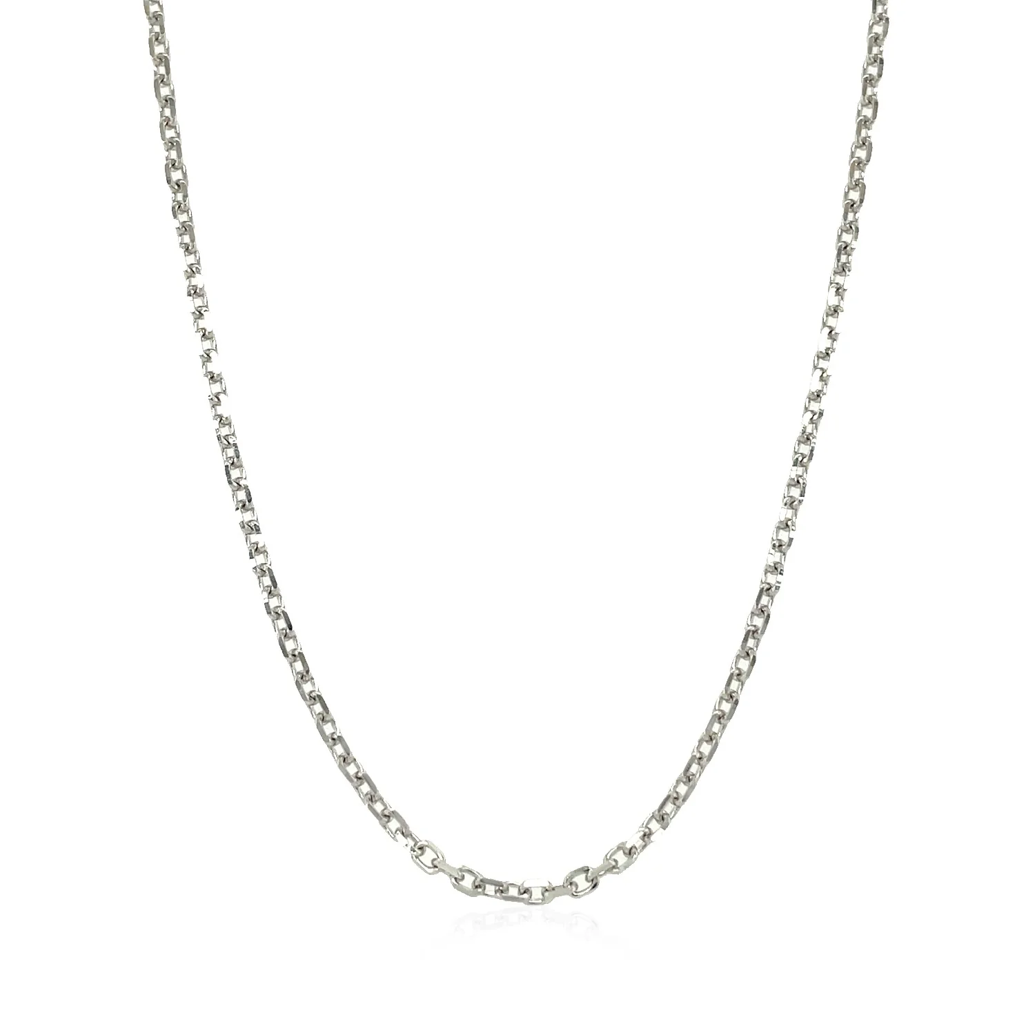 14k White Gold Diamond Cut Cable Link Chain 1.8mm - Image 2