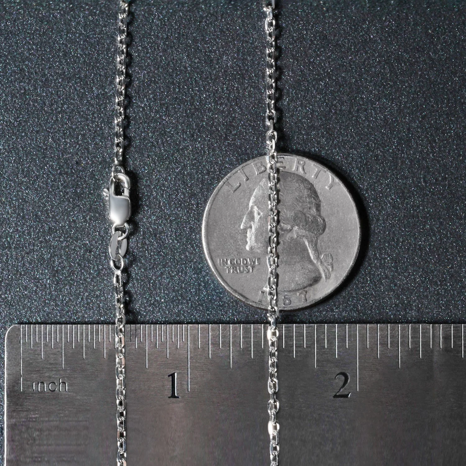 14k White Gold Diamond Cut Cable Link Chain 1.8mm - Image 7
