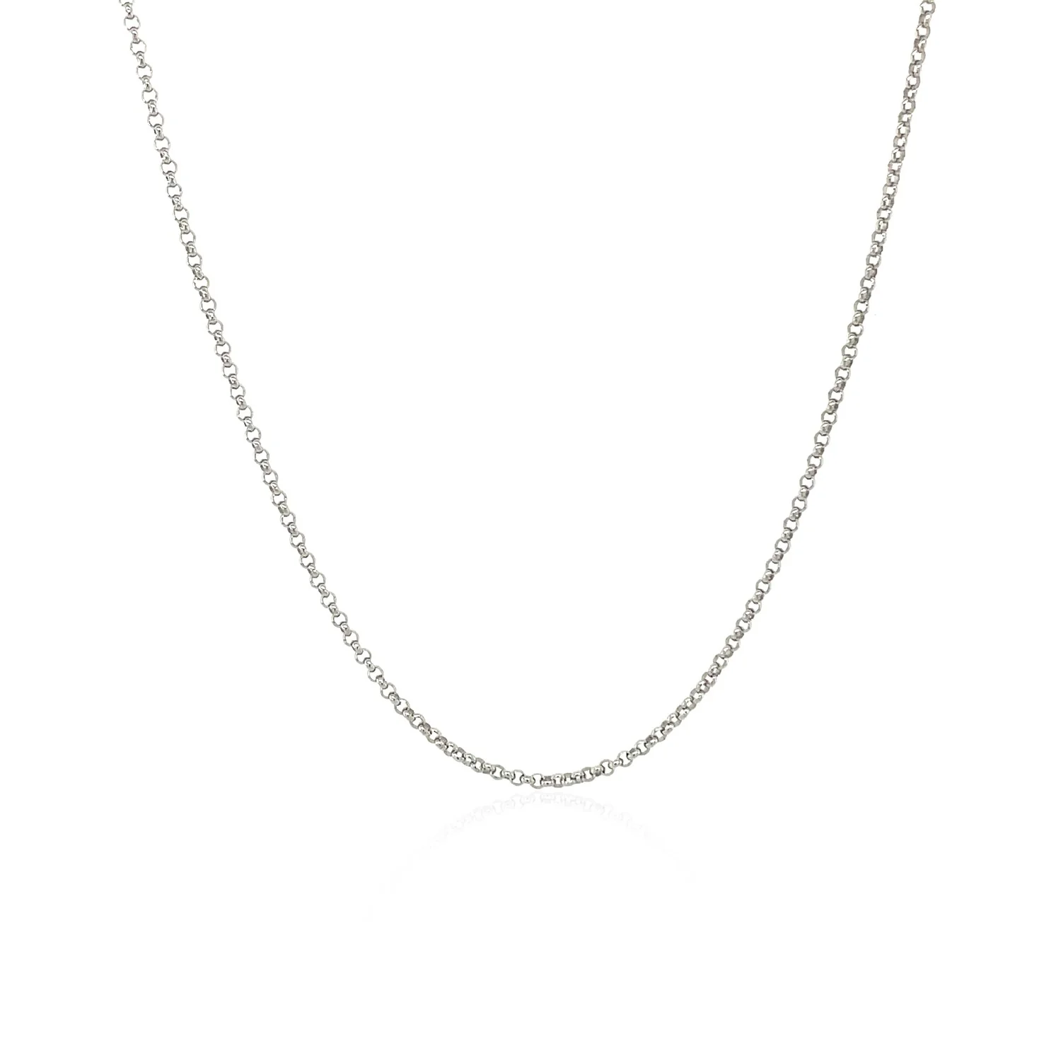 14k White Gold Diamond Cut Rolo Chain 1.1mm - Image 2