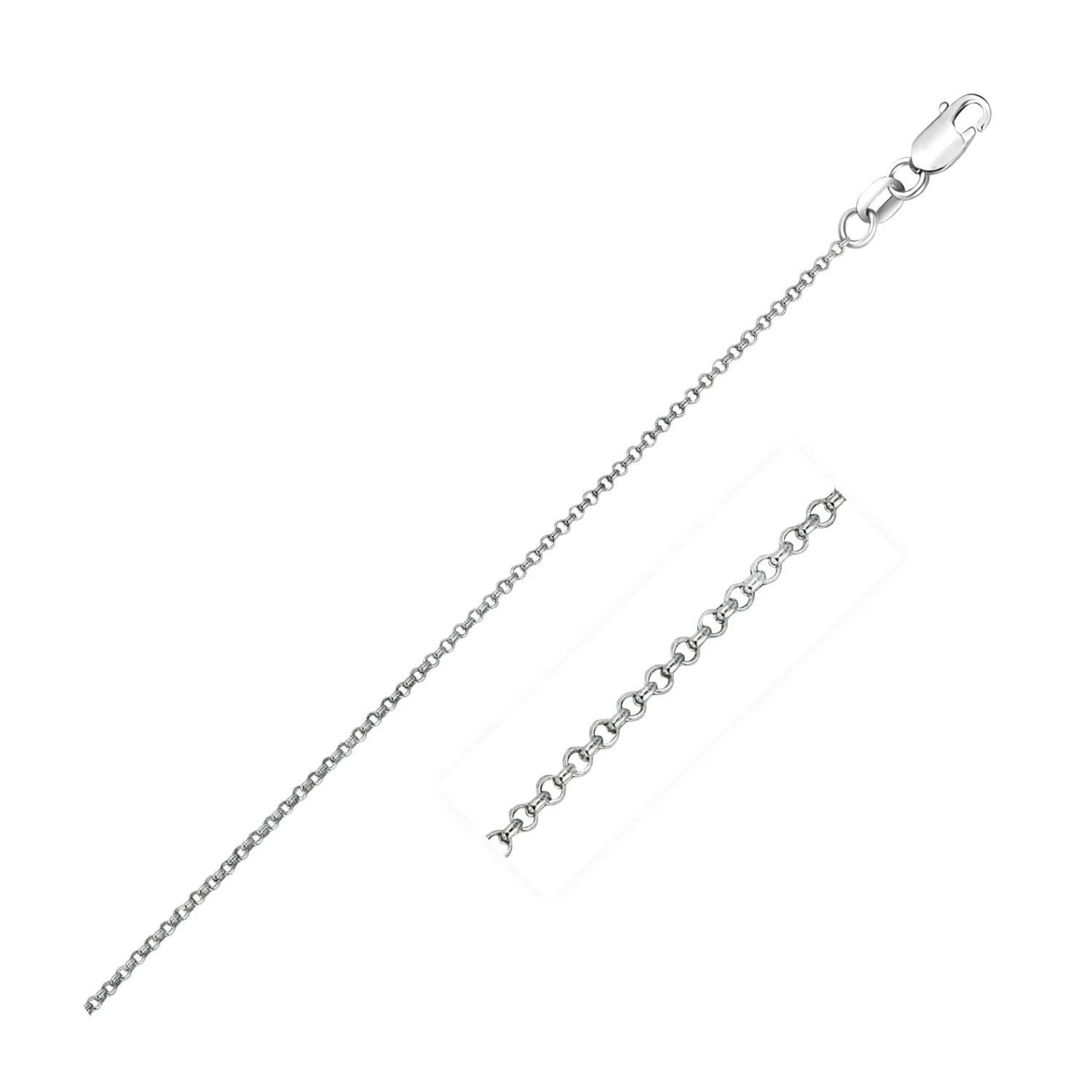14k White Gold Diamond Cut Rolo Chain 1.1mm - Image 3
