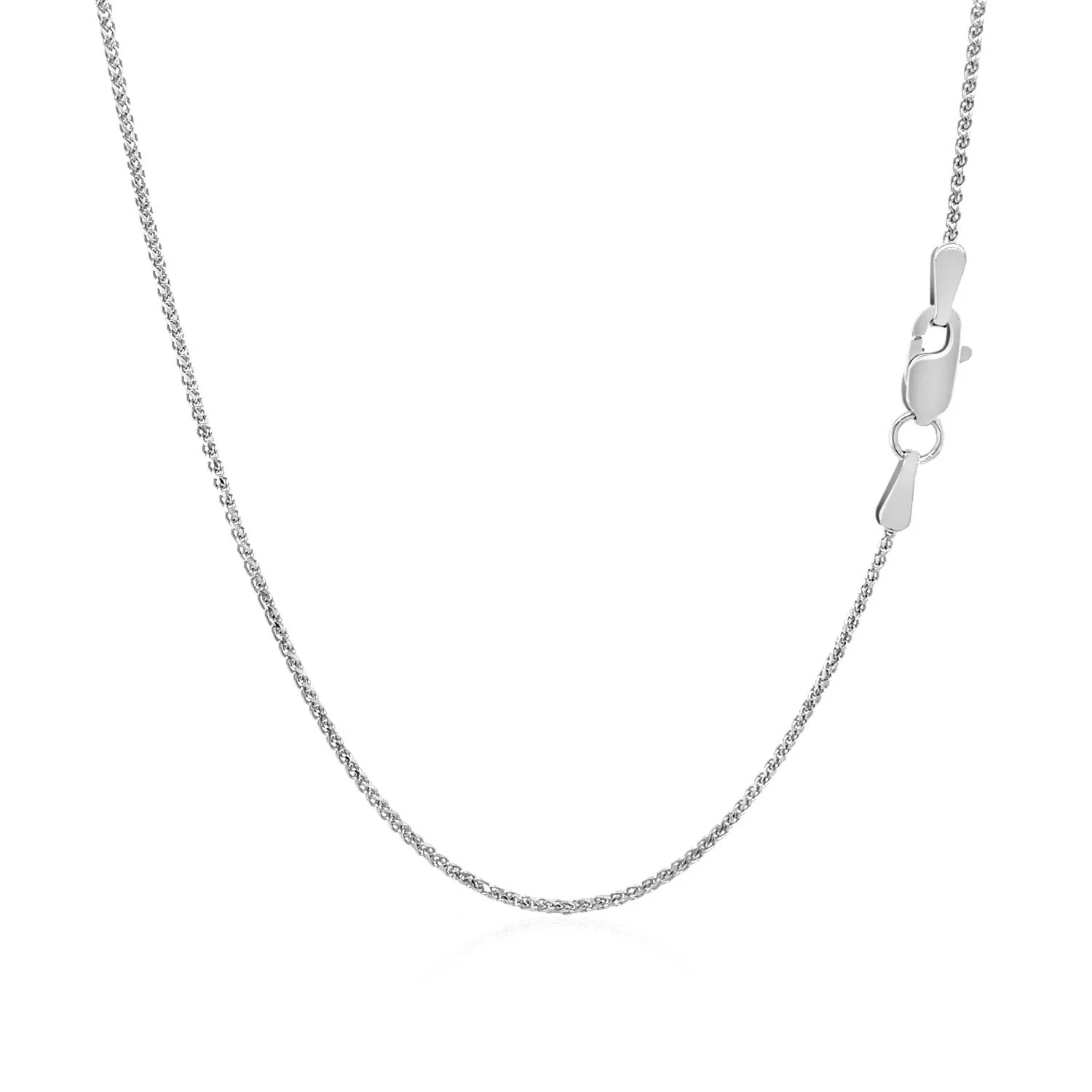14k White Gold Diamond Cut Round Wheat Chain 1.0mm - Image 3