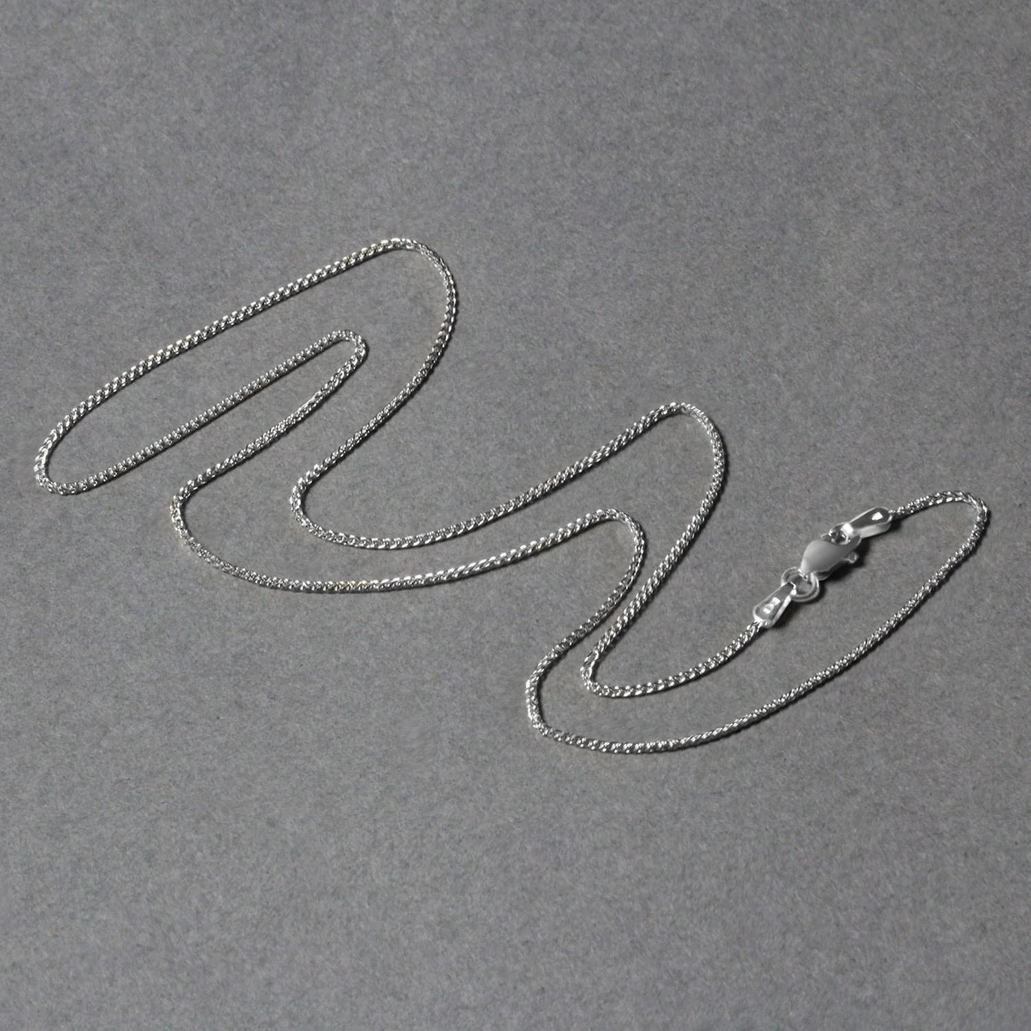 14k White Gold Diamond Cut Round Wheat Chain 1.0mm - Image 5