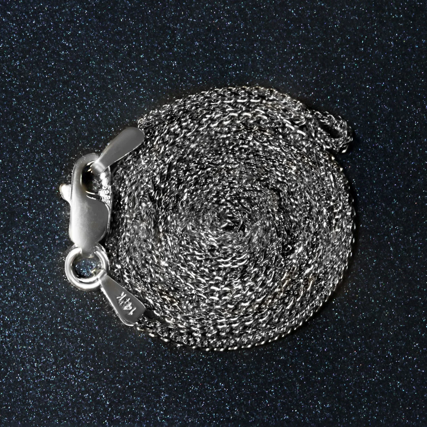 14k White Gold Diamond Cut Round Wheat Chain 1.0mm - Image 6