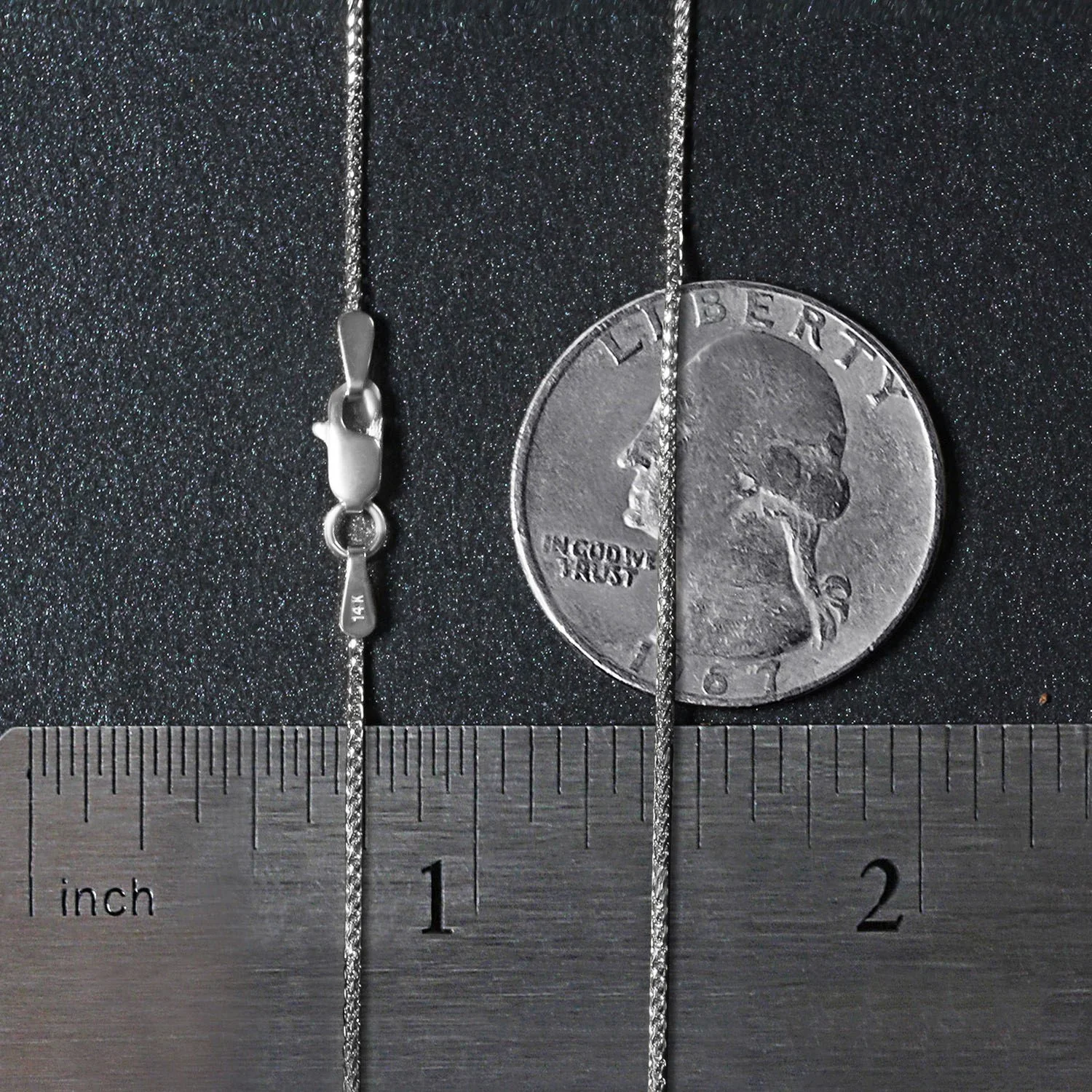 14k White Gold Diamond Cut Round Wheat Chain 1.0mm - Image 7