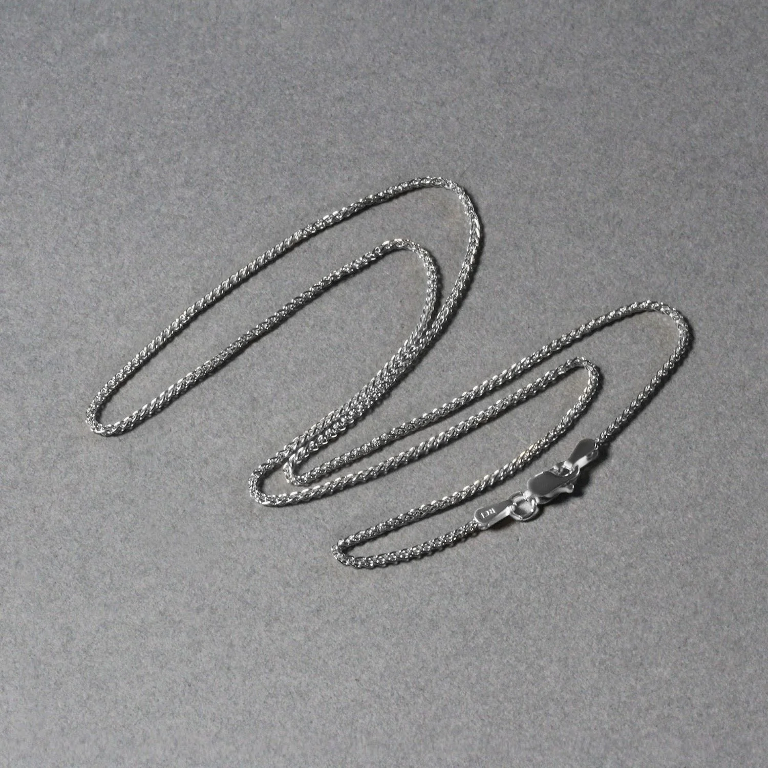 14k White Gold Diamond Cut Round Wheat Chain 1.2mm - Image 5