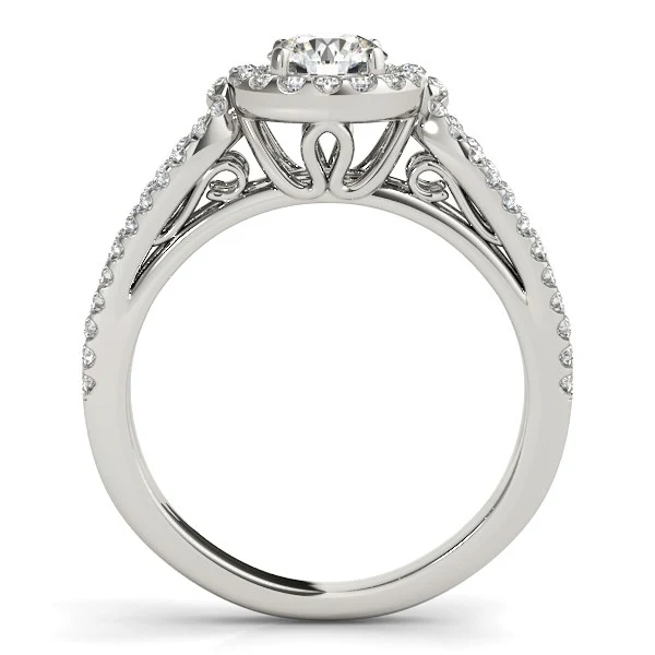 14k White Gold Diamond Engagement Ring with Teardrop Split Shank (7/8 cttw) - Image 2