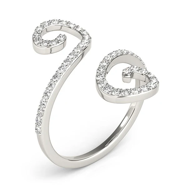 14k White Gold Diamond Open Flourish Style Ring (1/2 cttw) - Image 3