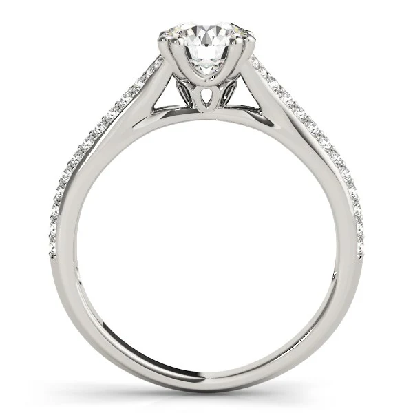 14k White Gold Double Prong Multirow Band Diamond Engagement Ring (1 1/8 cttw) - Image 2