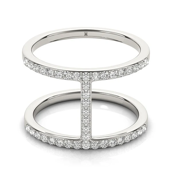 14k White Gold Dual Band Bridge Style Diamond Ring (3/8 cttw) - Image 2