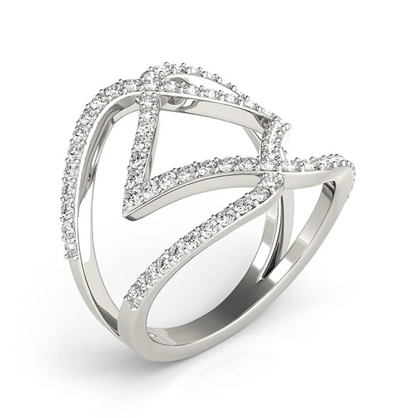 14k White Gold Entwined Design Diamond Dual Band Ring (3/4 cttw) - Image 3