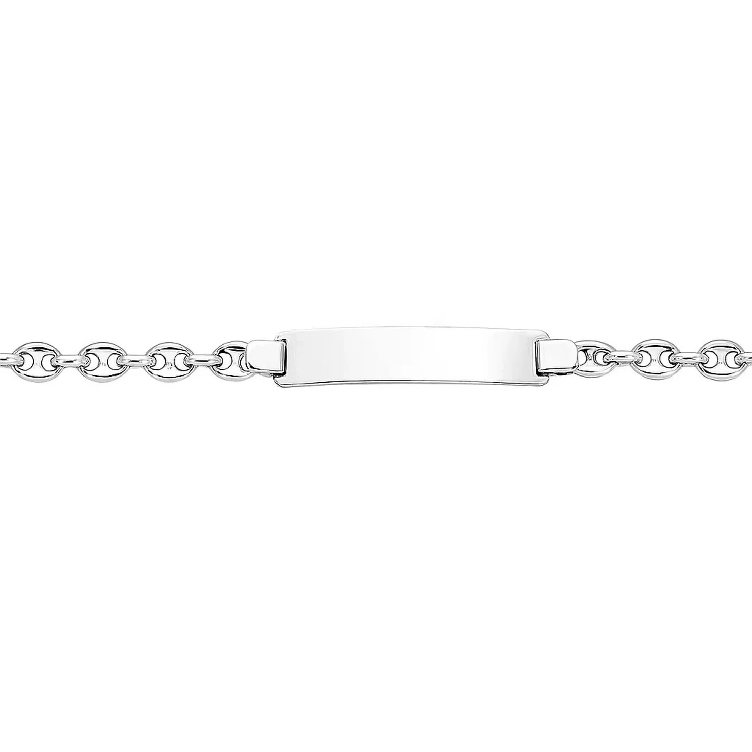 14k White Gold Figaro Chain Fancy Children's ID Bracelet - Image 2