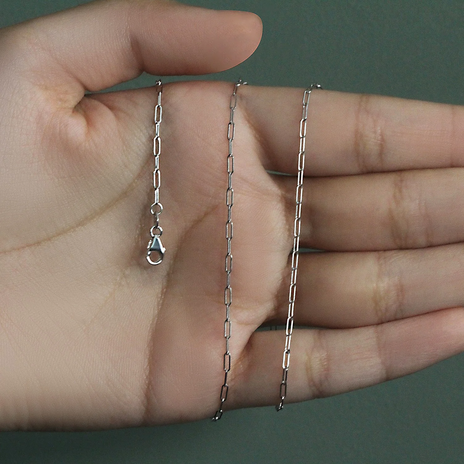 14K White Gold Fine Paperclip Chain (1.5mm) - Image 21