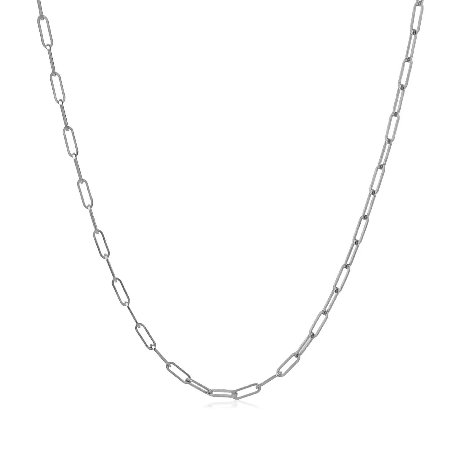 14K White Gold Fine Paperclip Chain (1.5mm) - Image 5